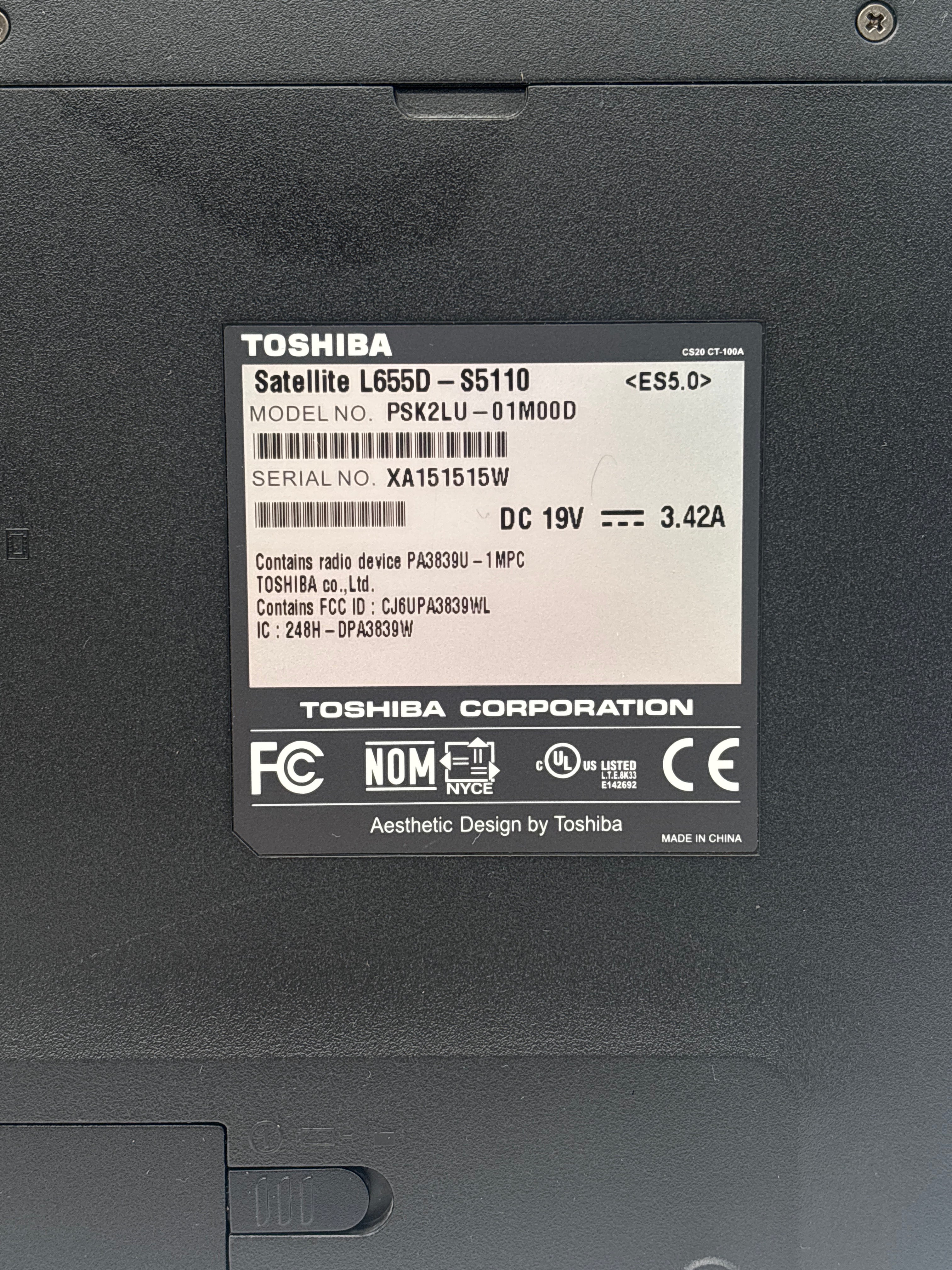 Toshiba Satellite L655D AMD Phenom II P940 4GB RAM - For Parts (No HDD)