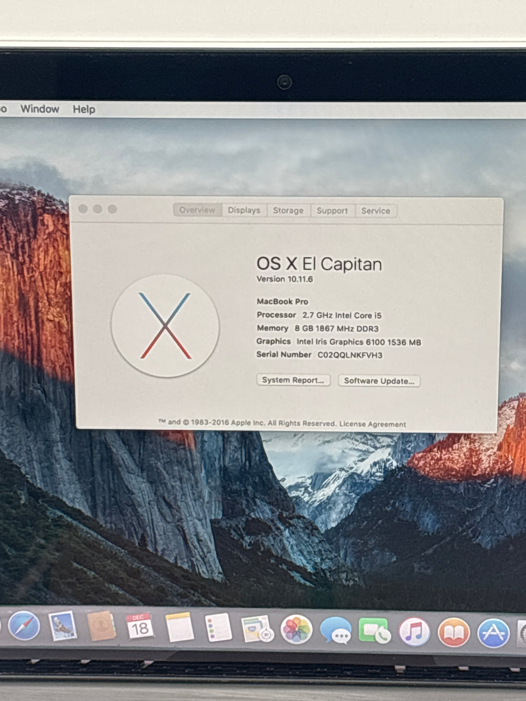 Apple MacBook Pro 13 Inch A1502 2015 i5 8GB RAM 128GB SSD (Cycle Count 60)