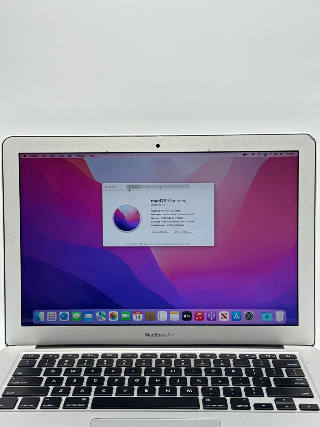 Apple MacBook Air 13" A1466 2017 Intel i5 8GB RAM 128 GB SSD Silver