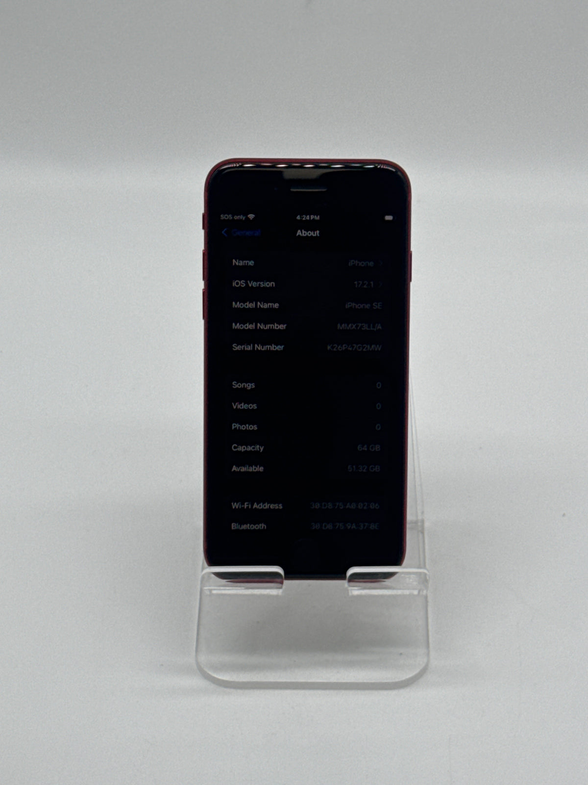 Apple iPhone SE 3rd Gen 64GB Red A2595 Verizon Compatible - For Parts