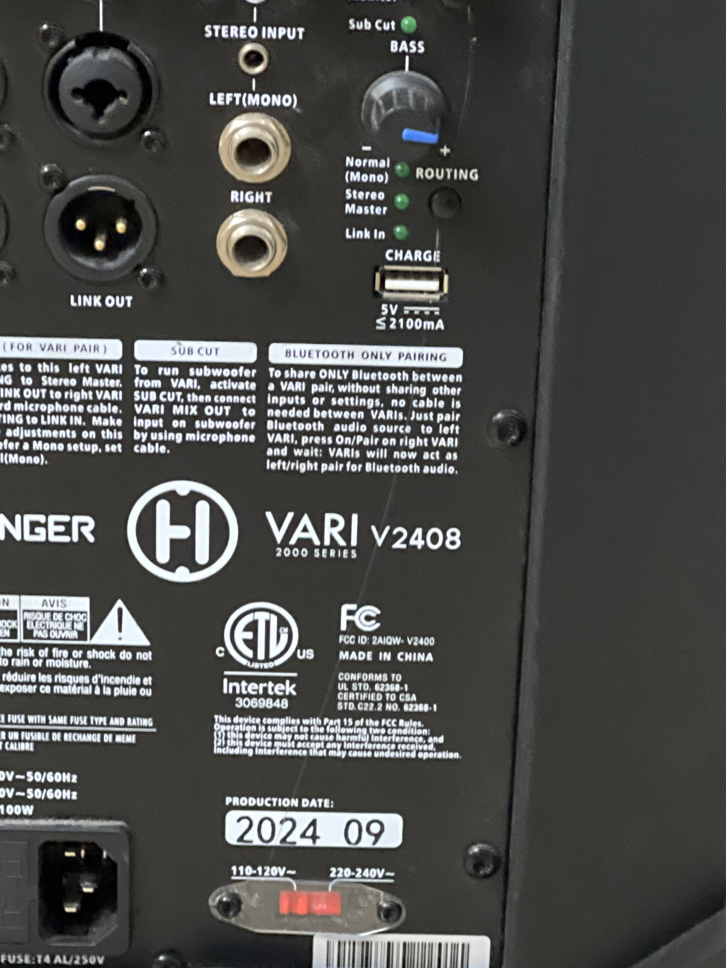 Harbinger VARI V2408 8" Powered PA Loud Speaker Bluetooth - Used