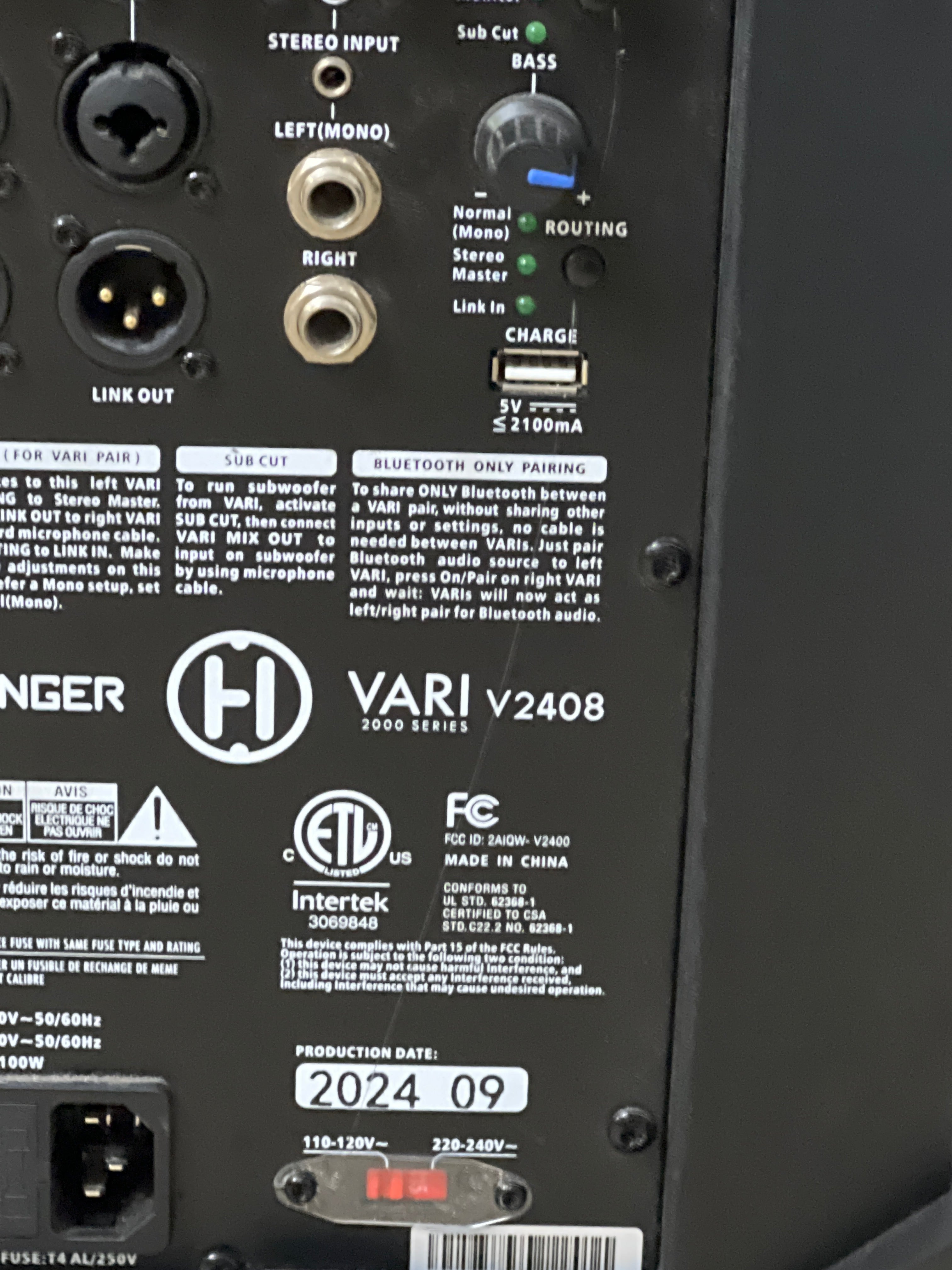 Harbinger VARI V2408 8" Powered PA Loud Speaker Bluetooth - Used