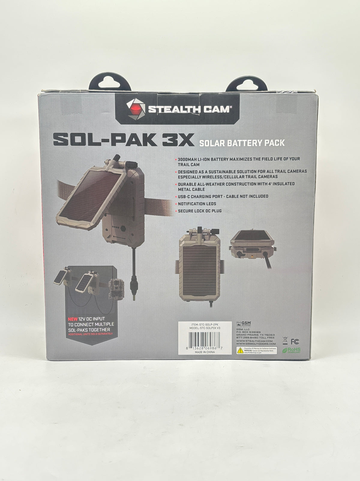 Stealth Cam 2 SOL-PAK 3X Solar Battery Pack Black New Sealed
