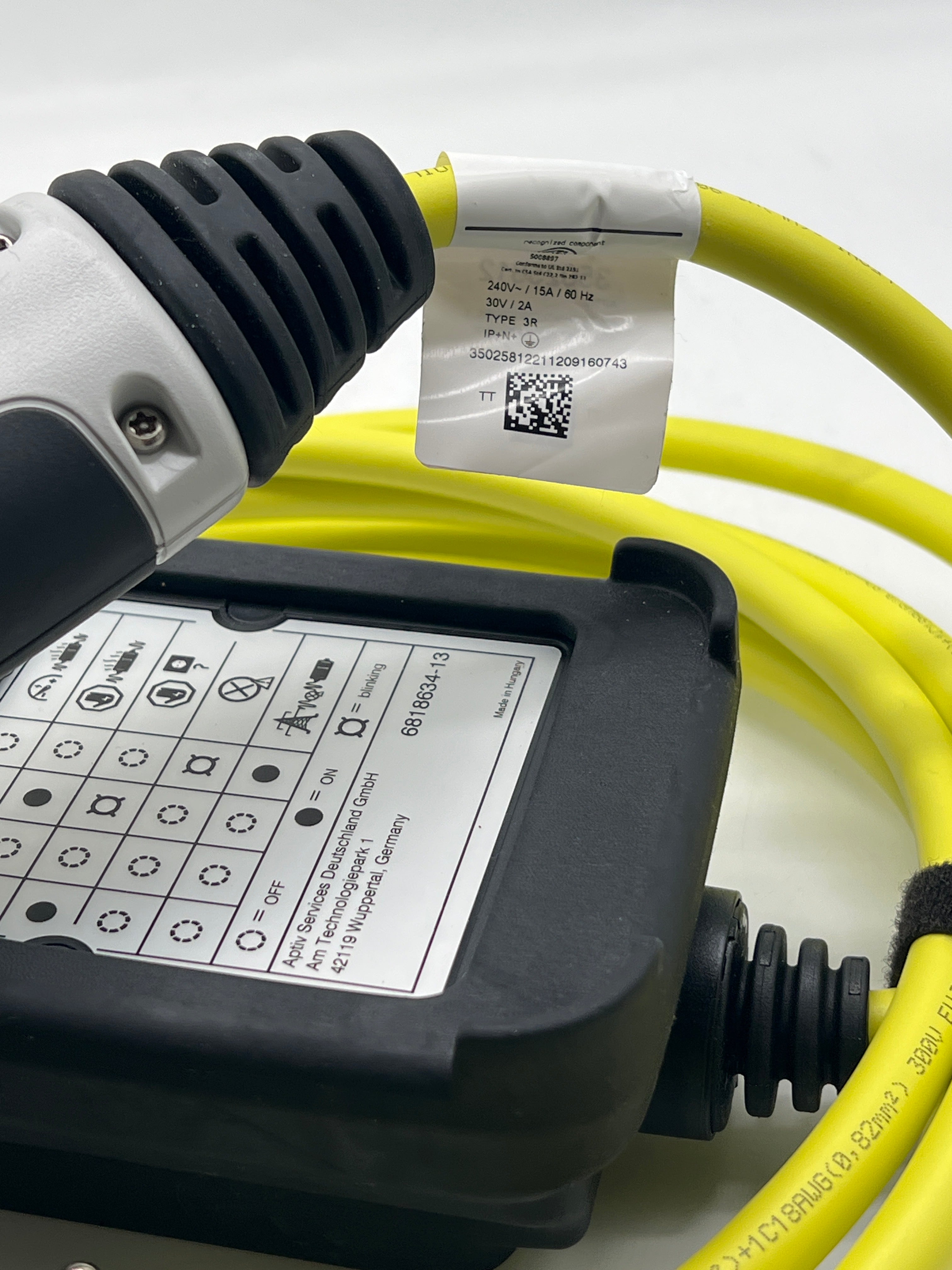 Aptiv J1772 Level 1 EV Charging Cable 120V Portable Yellow - Used