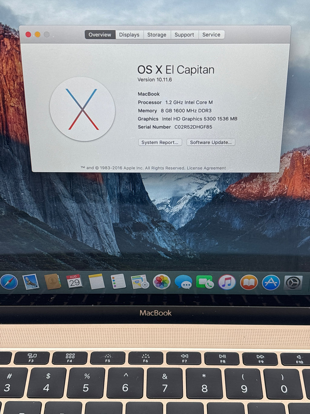 Apple MacBook A1532 12" Core M 8GB RAM 512GB SSD Gold - For Parts
