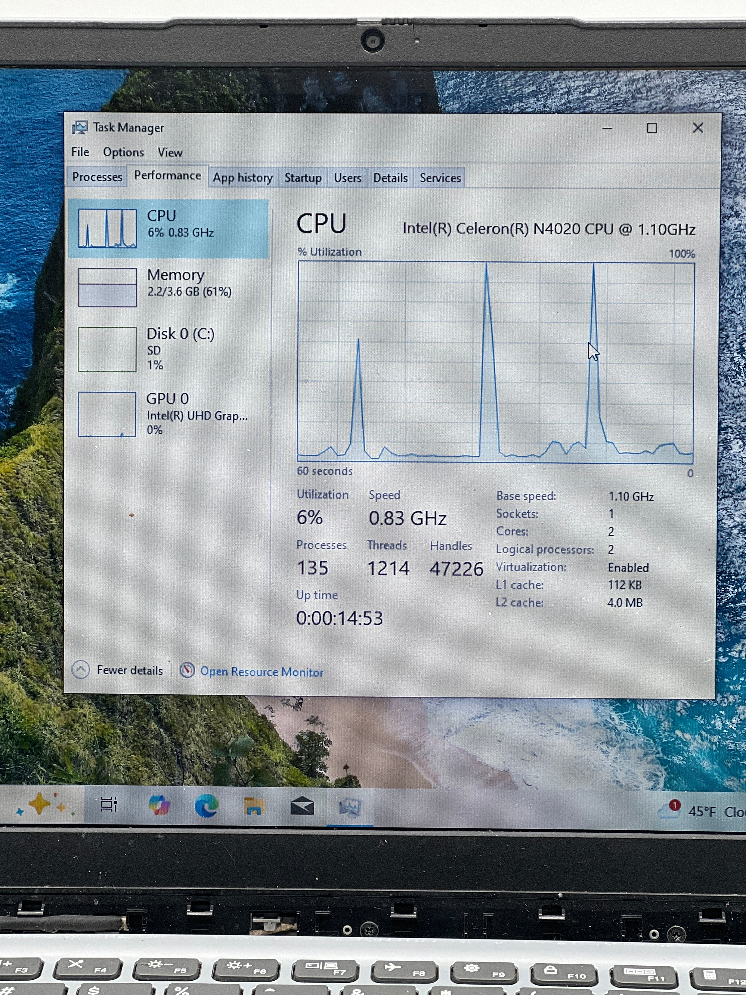 Lenovo Ideapad 1 Celeron, 4GB RAM, 128GB SSD  For Parts