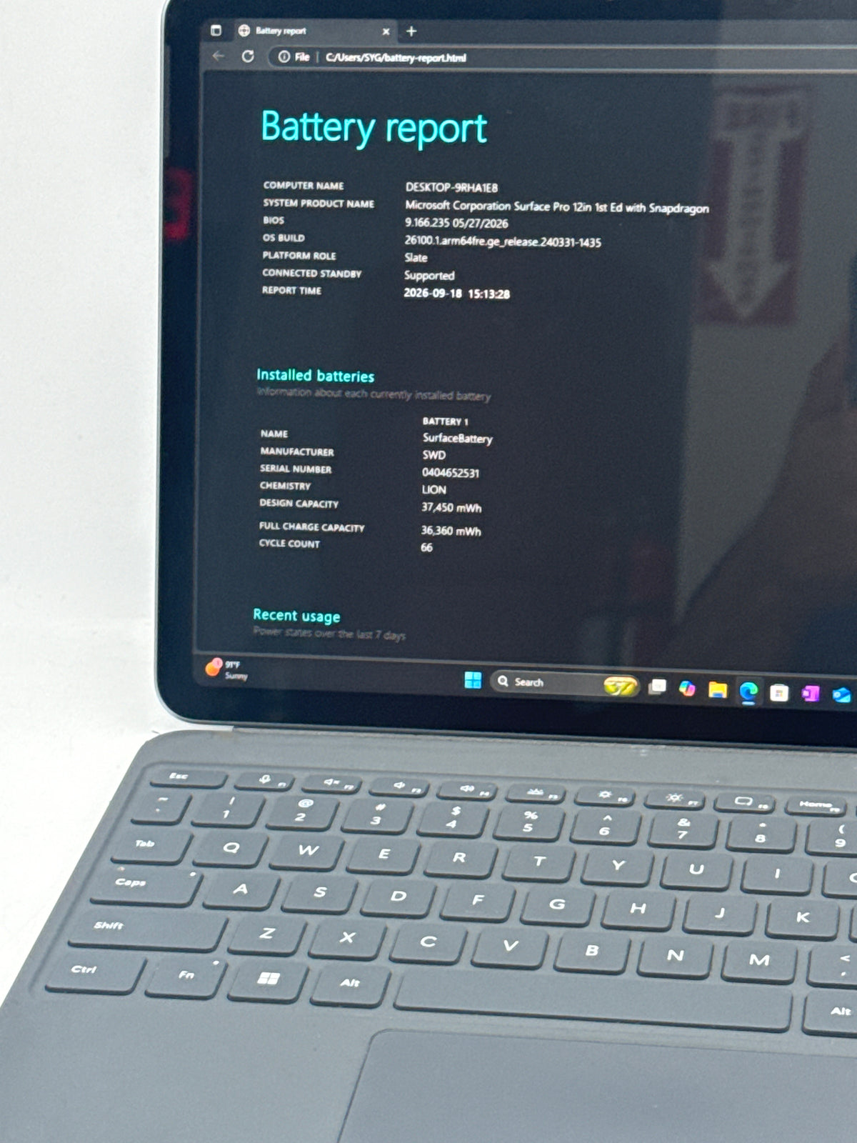 Microsoft Surface Pro 2110 12" Snapdragon X Plus 16GB RAM 512GB SSD Black - Used