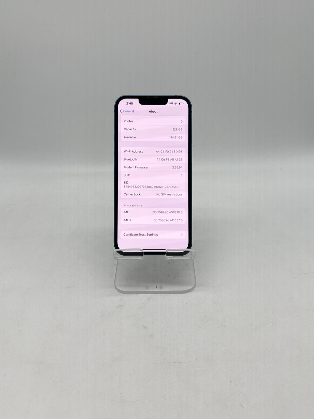 Apple iPhone 13 ML9C3LL/A 128GB Factory Unlocked Blue - Used