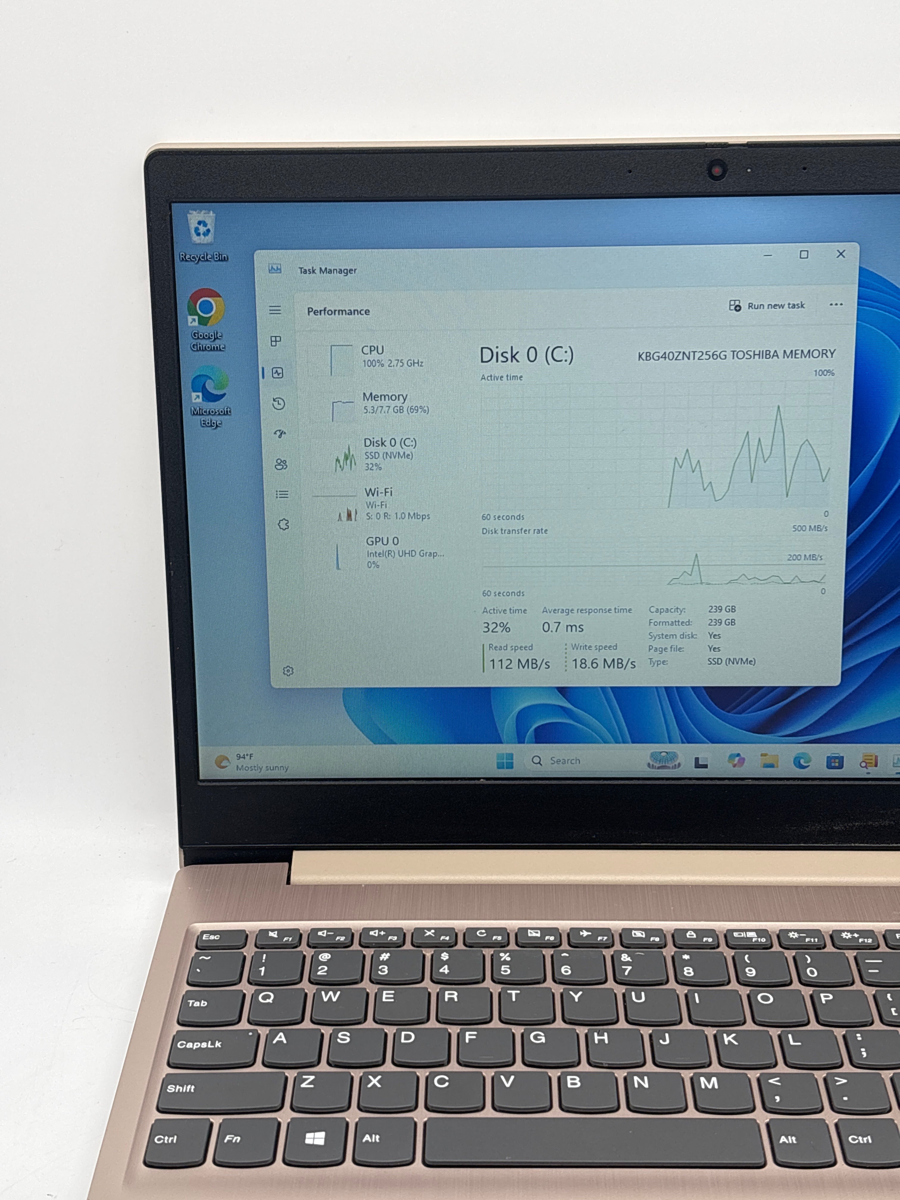 Lenovo Ideapad 3 15IL05 15.6" Intel Core i3-1005G1 8GB RAM 256GB SSD - Used