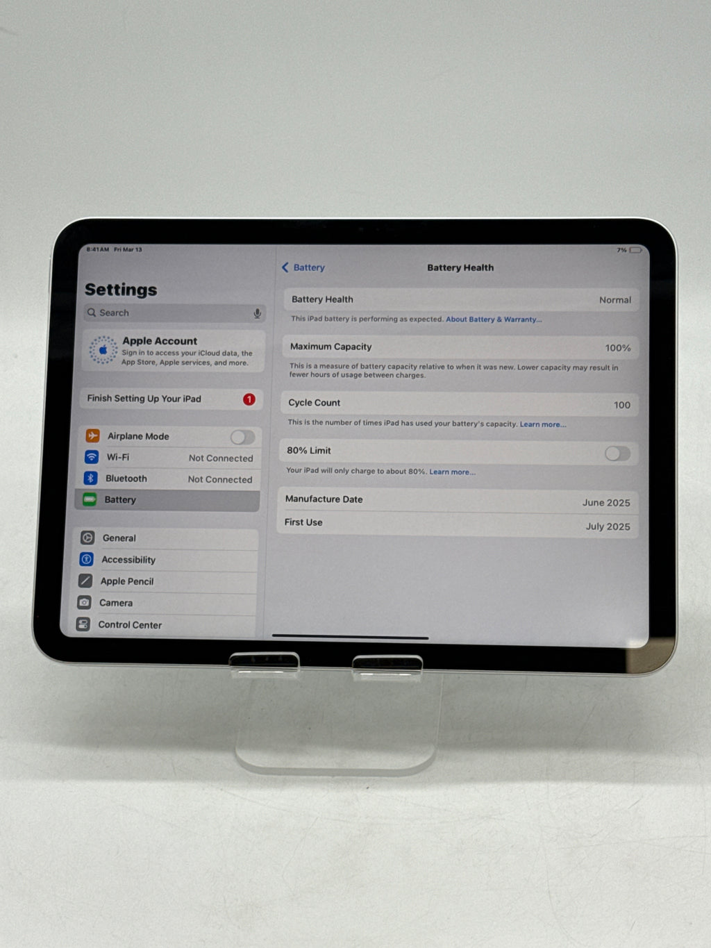 Apple iPad (11th Gen) A16 128GB WiFi Only MD3Y4LL/A 100% Health - Used