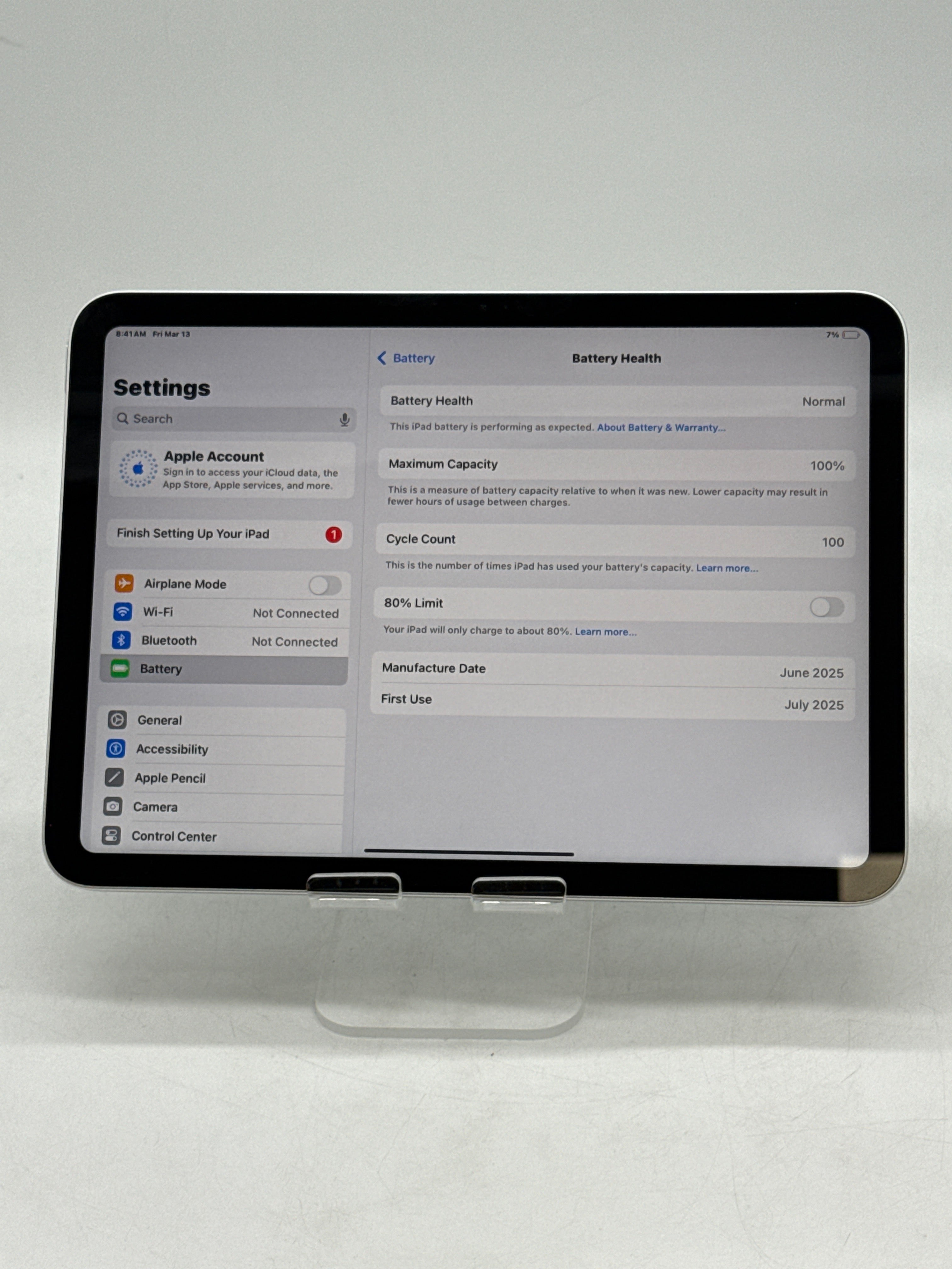Apple iPad (11th Gen) A16 128GB WiFi Only MD3Y4LL/A 100% Health - Used