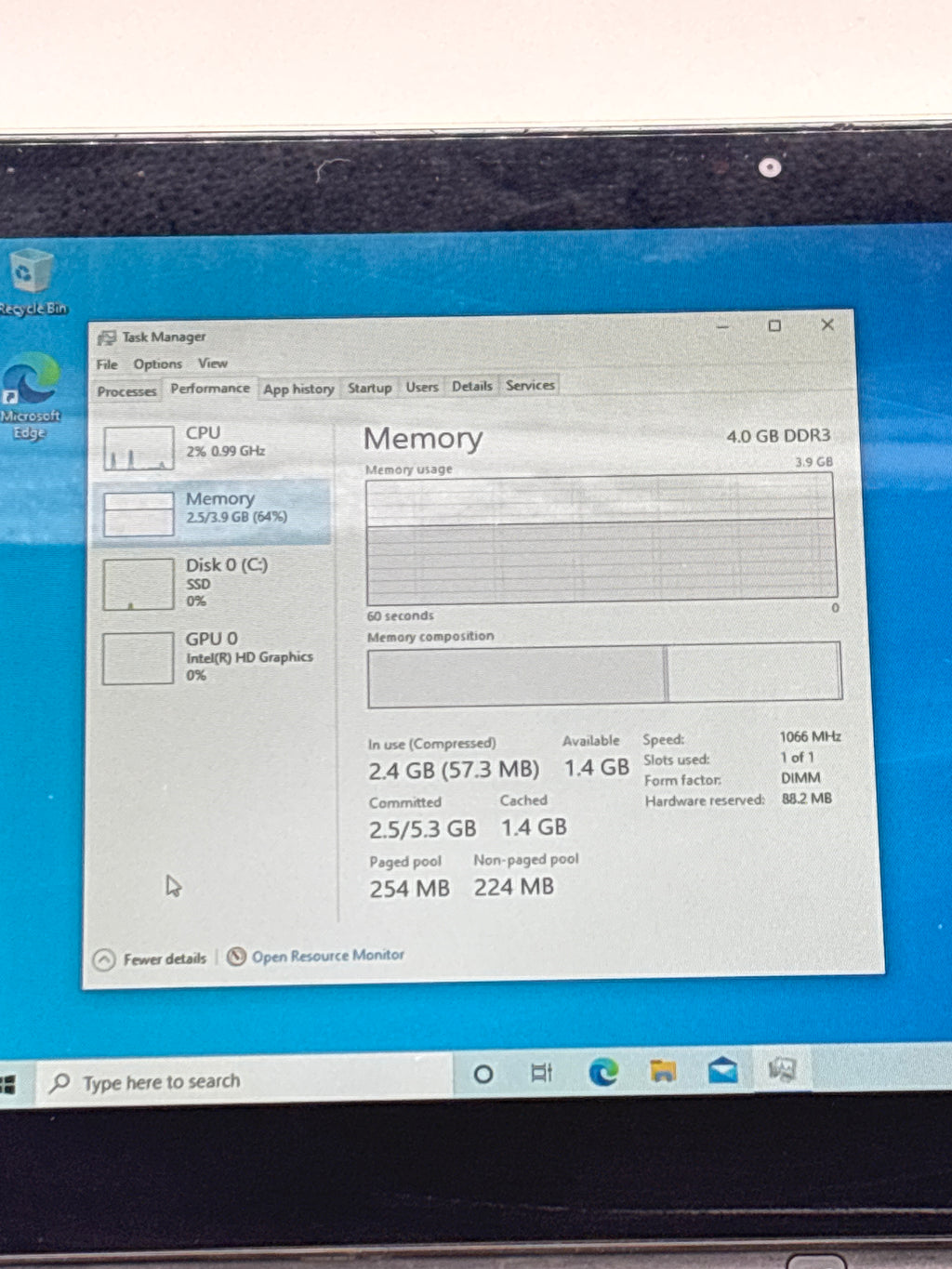 Dell Inspiron 11 3157 Gold Intel Pentium 4GB RAM 128GB HDD