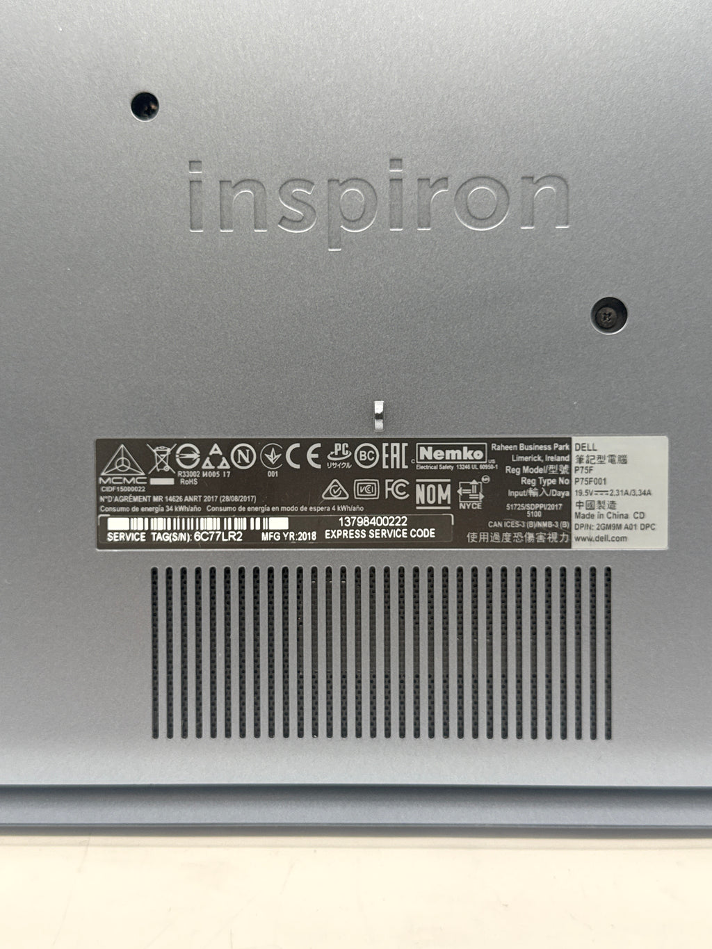 Dell Inspiron 15 5570 i3-8130U 12GB RAM 1TB HDD