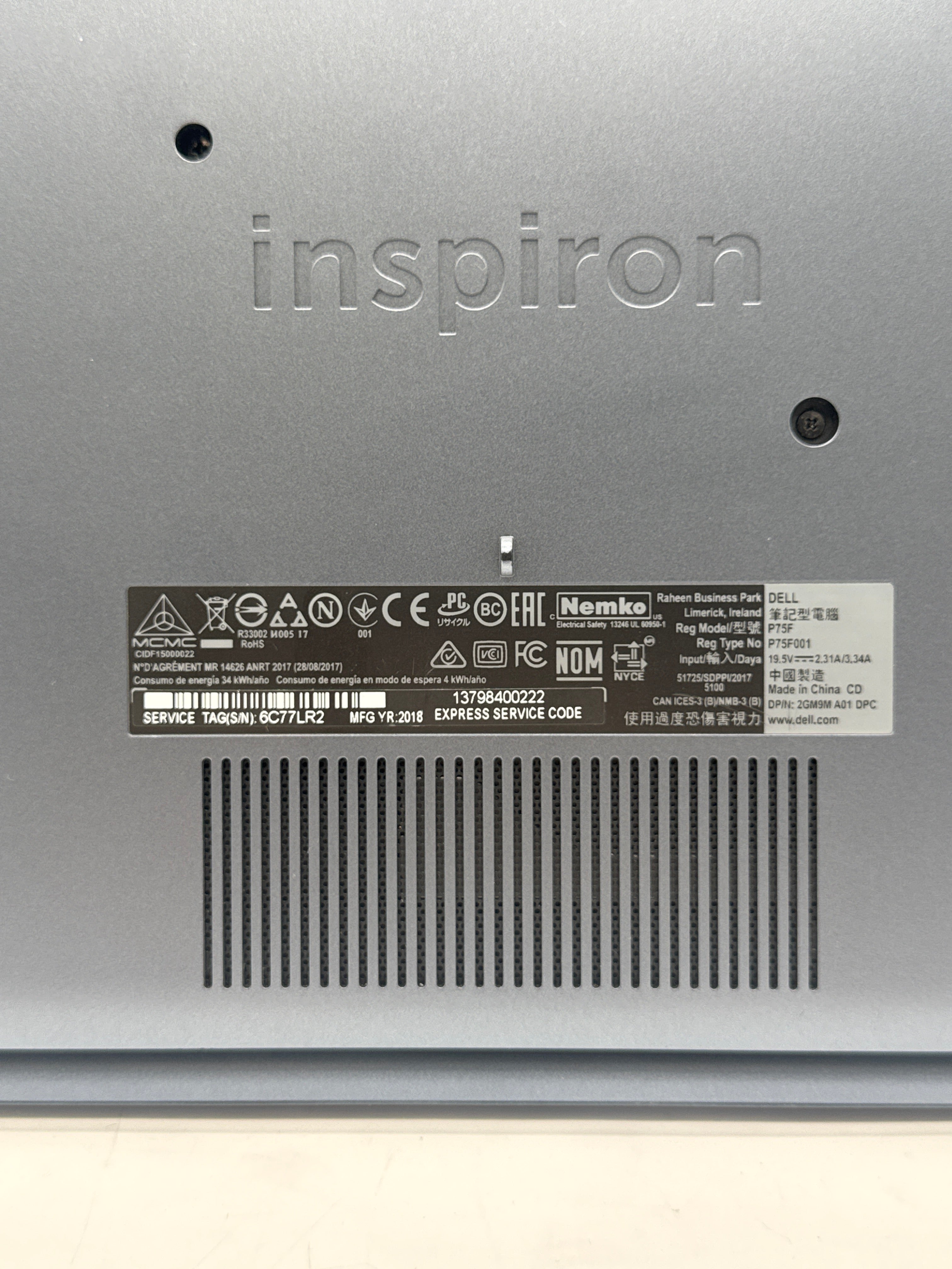 Dell Inspiron 15 5570 i3-8130U 12GB RAM 1TB HDD