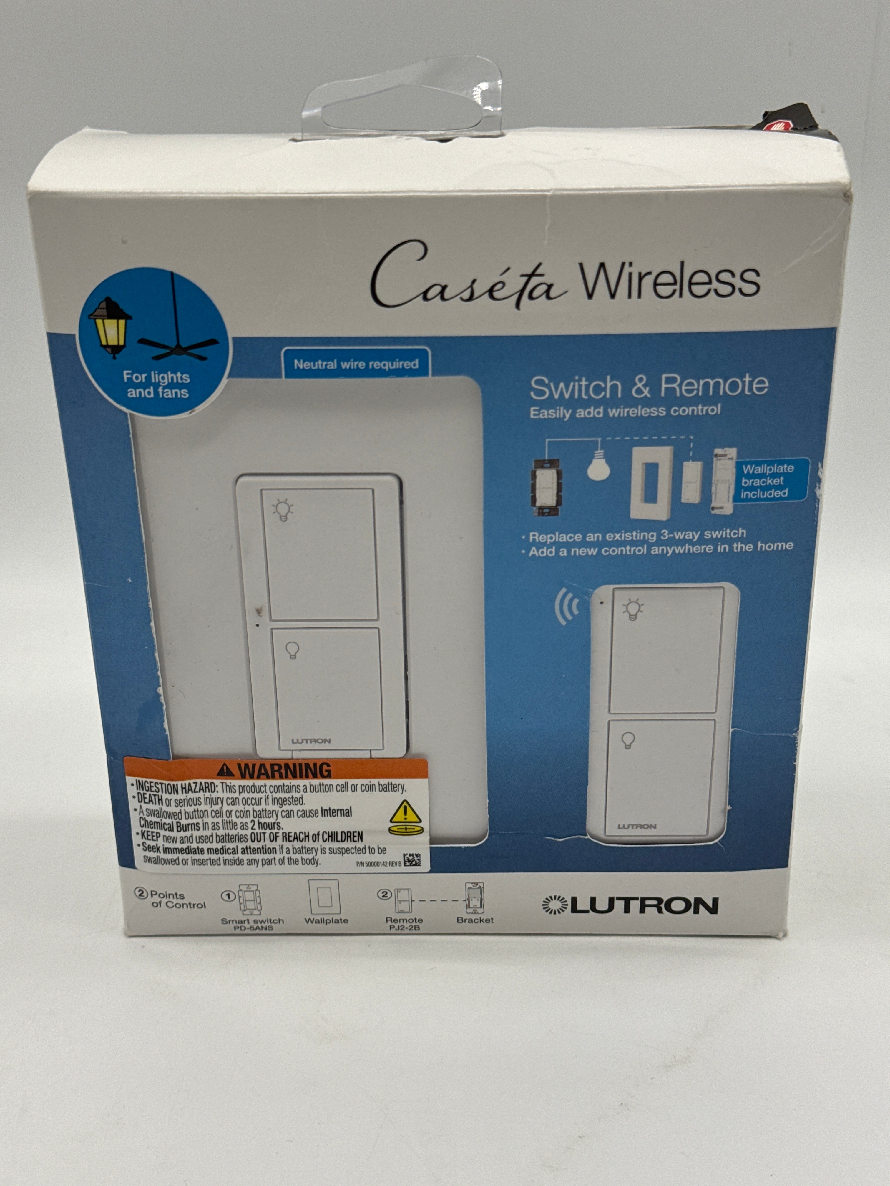 Lutron Caseta Smart Switch Kit White Wireless Remote Control