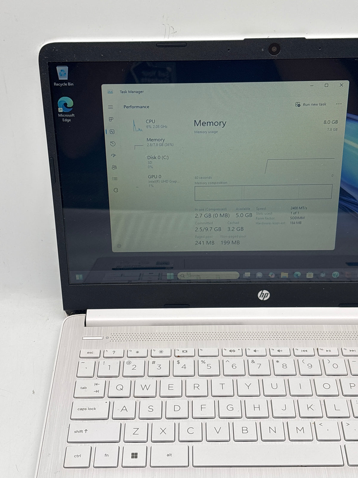 HP 14-dq0052dx 14" Intel Celeron N4120 8GB RAM 64GB SSD White - Used