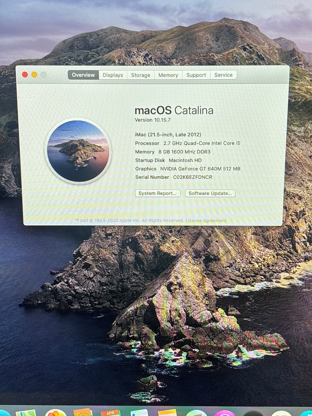 Apple iMac 21.5" A1418 2012 i5 8GB RAM 1TB HDD GT 640M