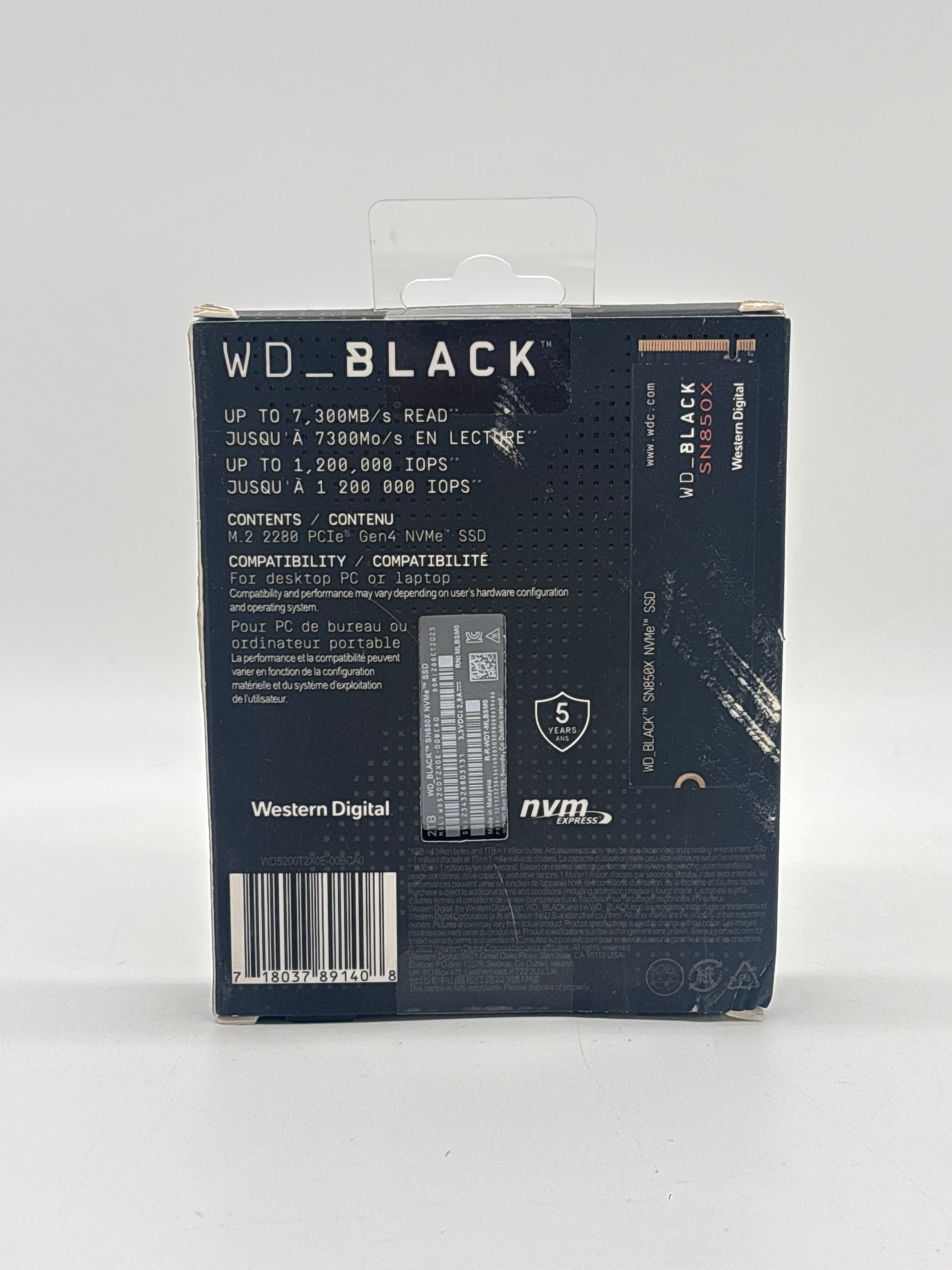 Western Digital SN 850 X 2TB Internal SSD NVMe Black - New in Box