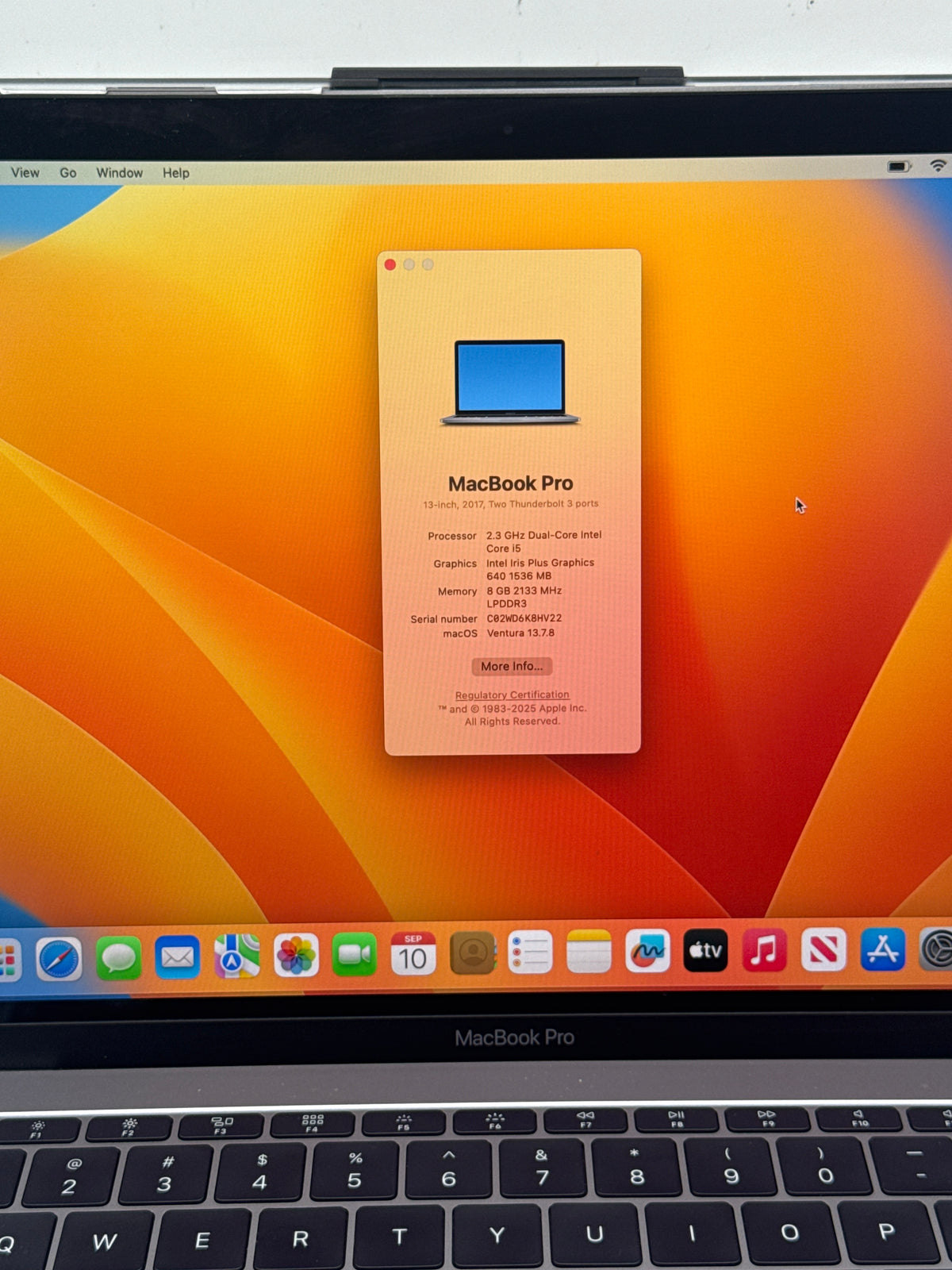 Apple MacBook Pro 13" A1708 2017 i5 8GB RAM 128GB SSD - Used