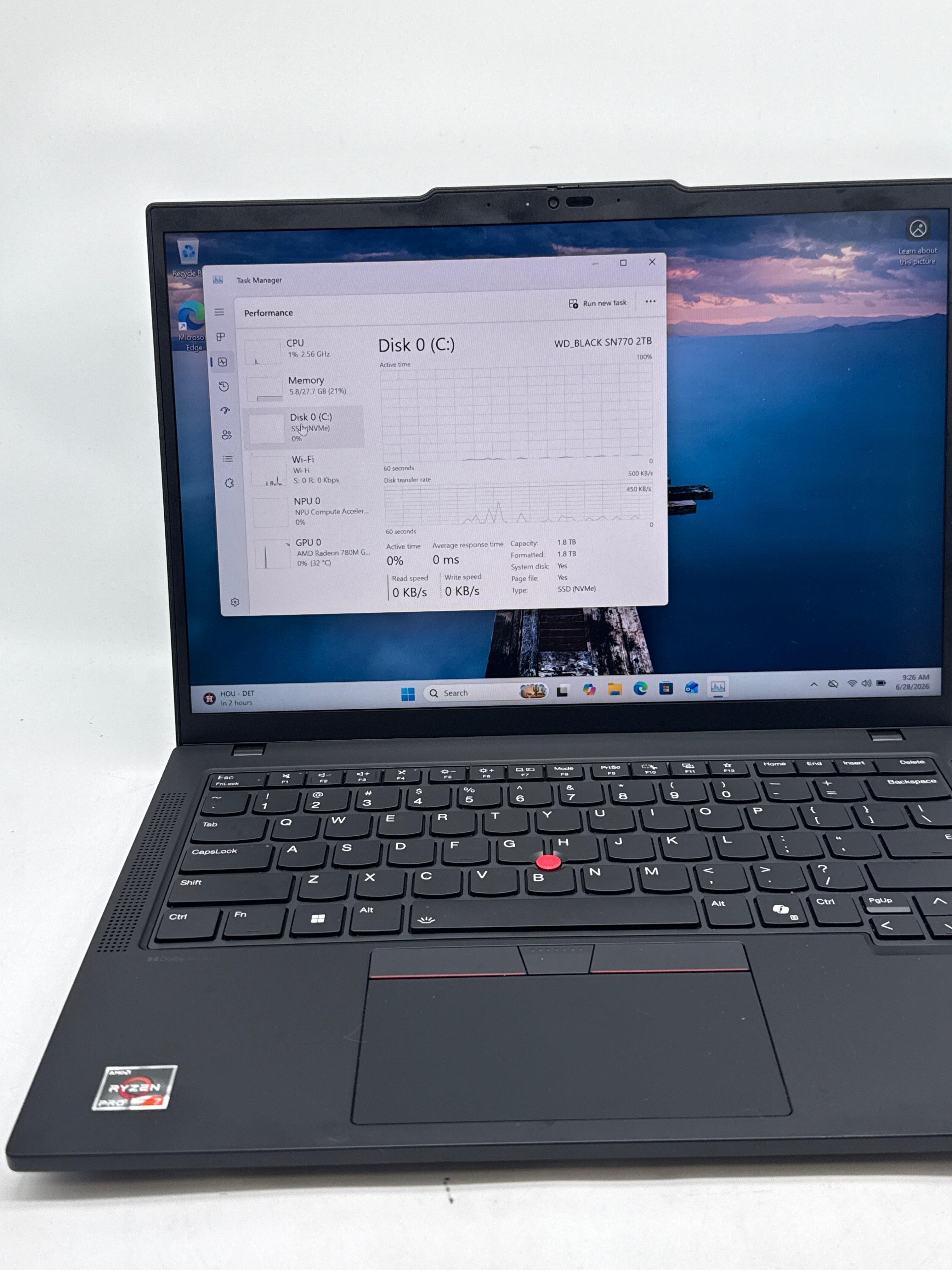 Lenovo ThinkPad P14s Gen 5 AMD Ryzen 7 Pro 8840HS 32GB Ram 2TB SSD - Used