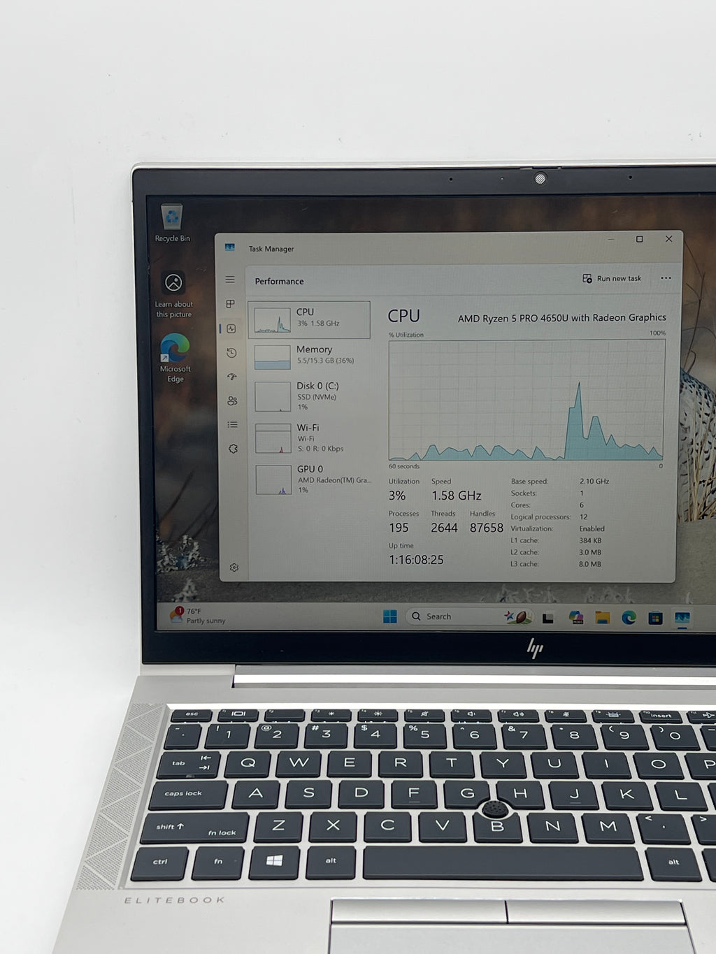 HP Elitebook 845 G7 Ryzen 5 Pro 4650U 16GB RAM 256GB SSD