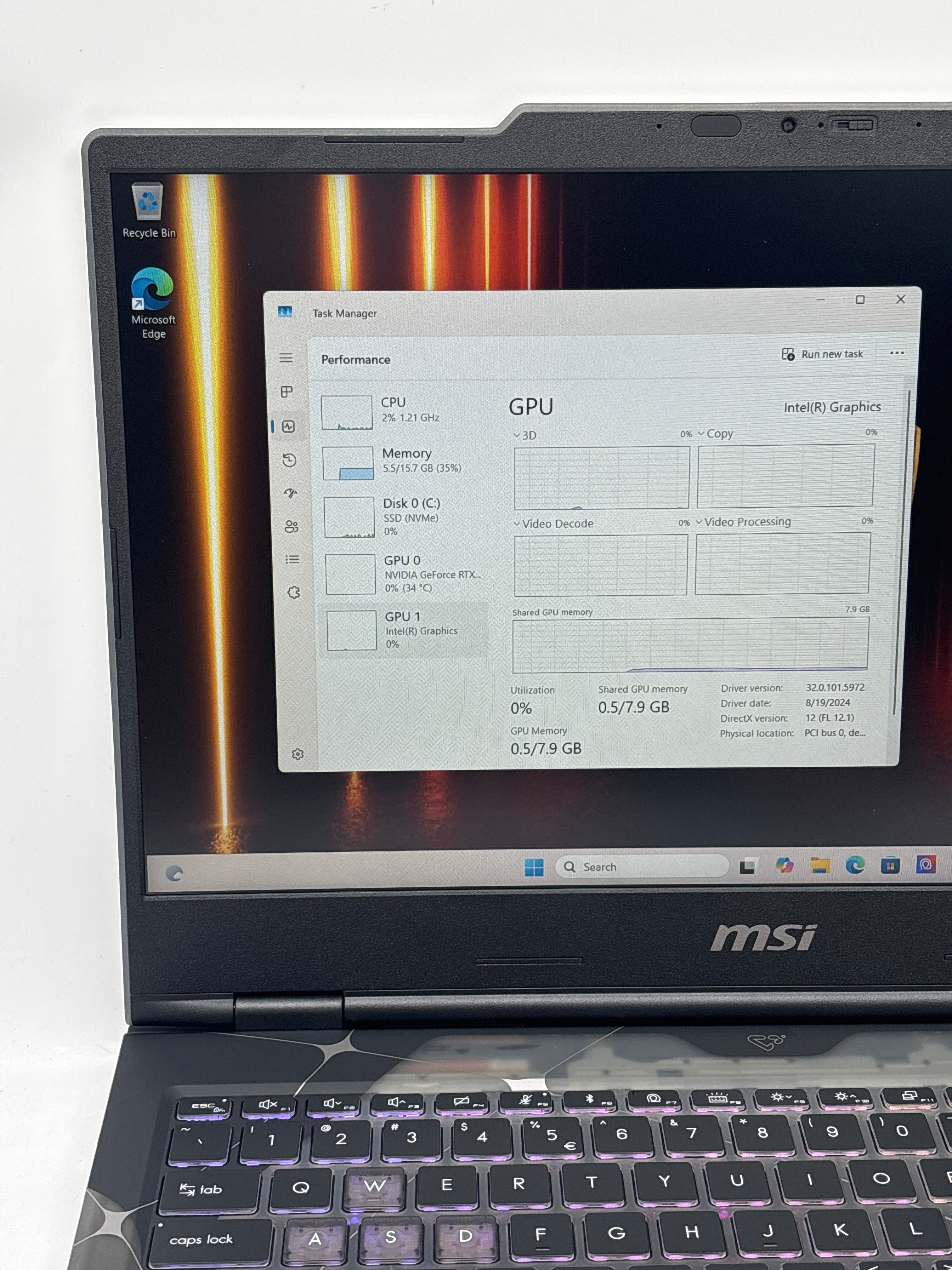 MSI Cyborg 15 B2RWFKG 15.6" Core 7 240H 16GB RAM 512GB SSD RTX 5060 - Used