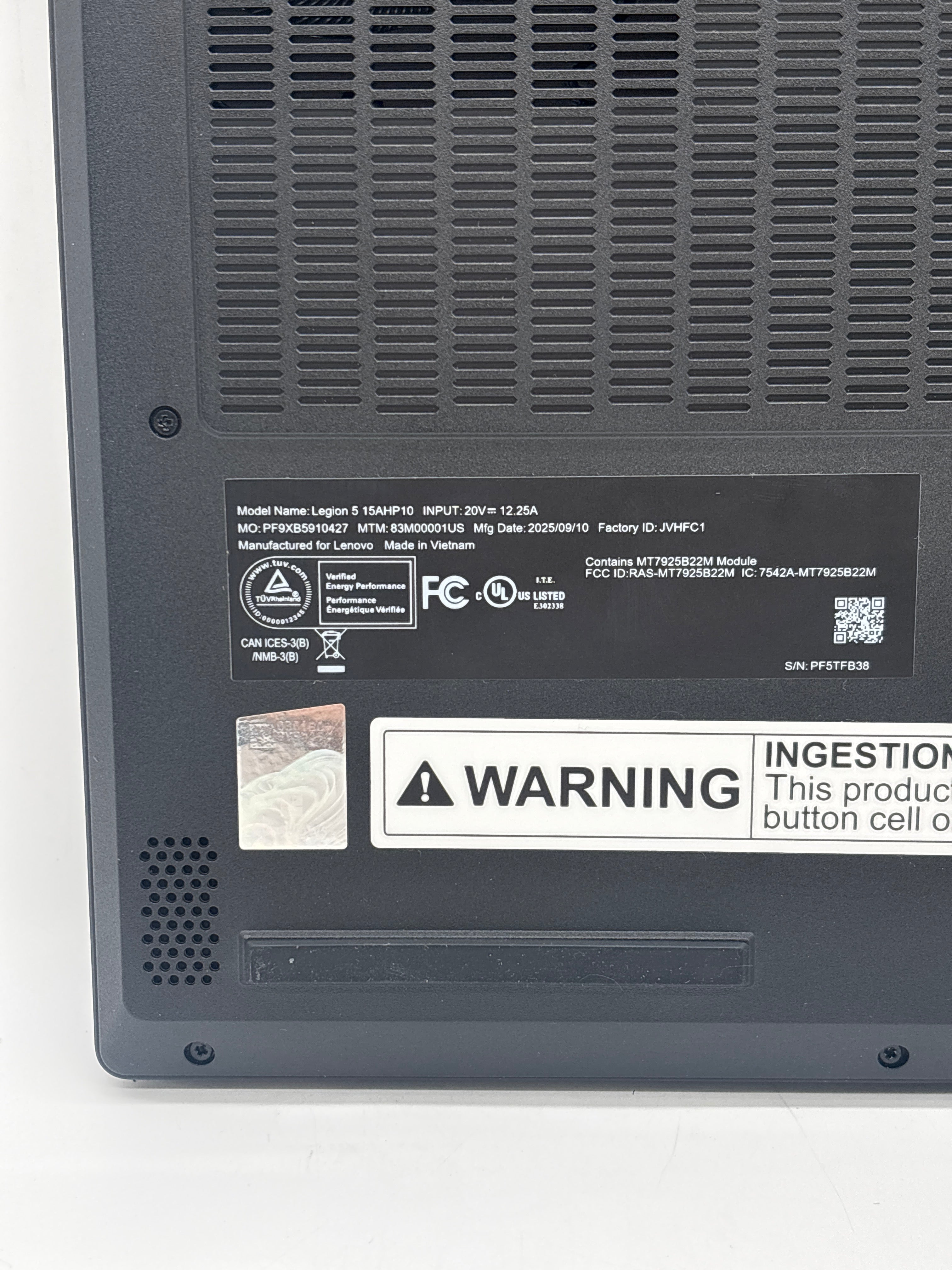 Lenovo Legion 5 15AHP10 Ryzen 7 32GB RAM 1TB SSD RTX 5060  - Warranty