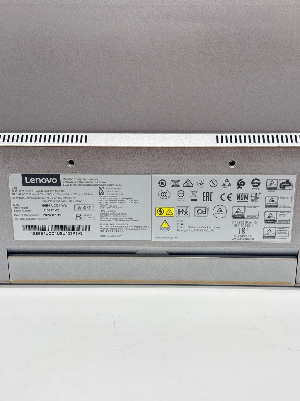 LENOVO A21156FX0 L15 LED Flat Panel Mobile Monitor