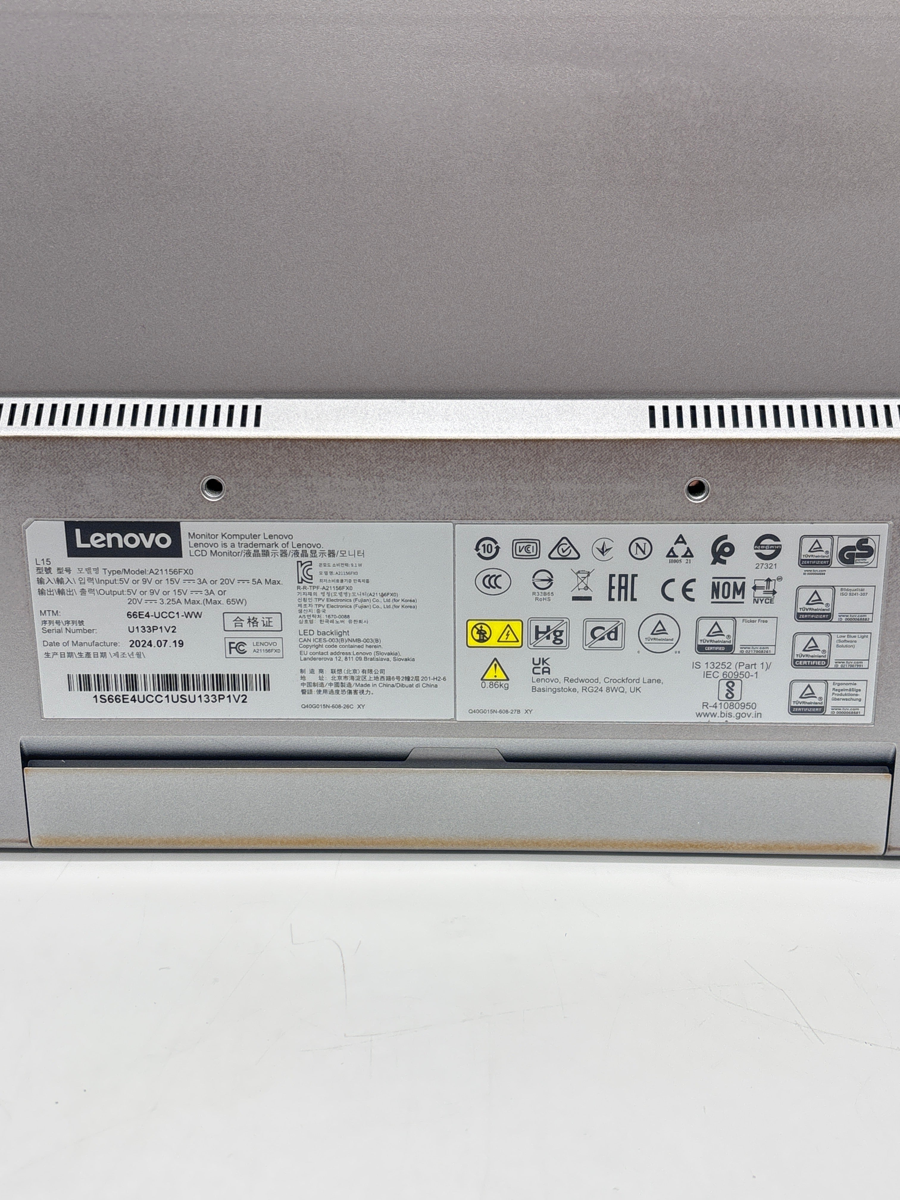 LENOVO A21156FX0 L15 LED Flat Panel Mobile Monitor