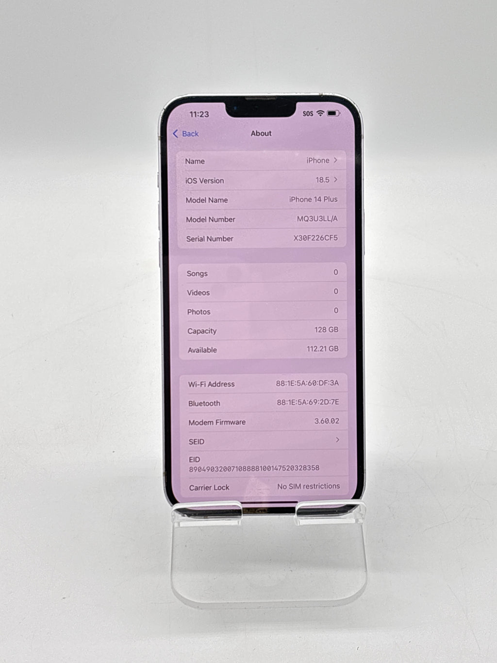 Apple iPhone 14 Plus 128GB Unlocked Purple - For Parts (Cracked back)