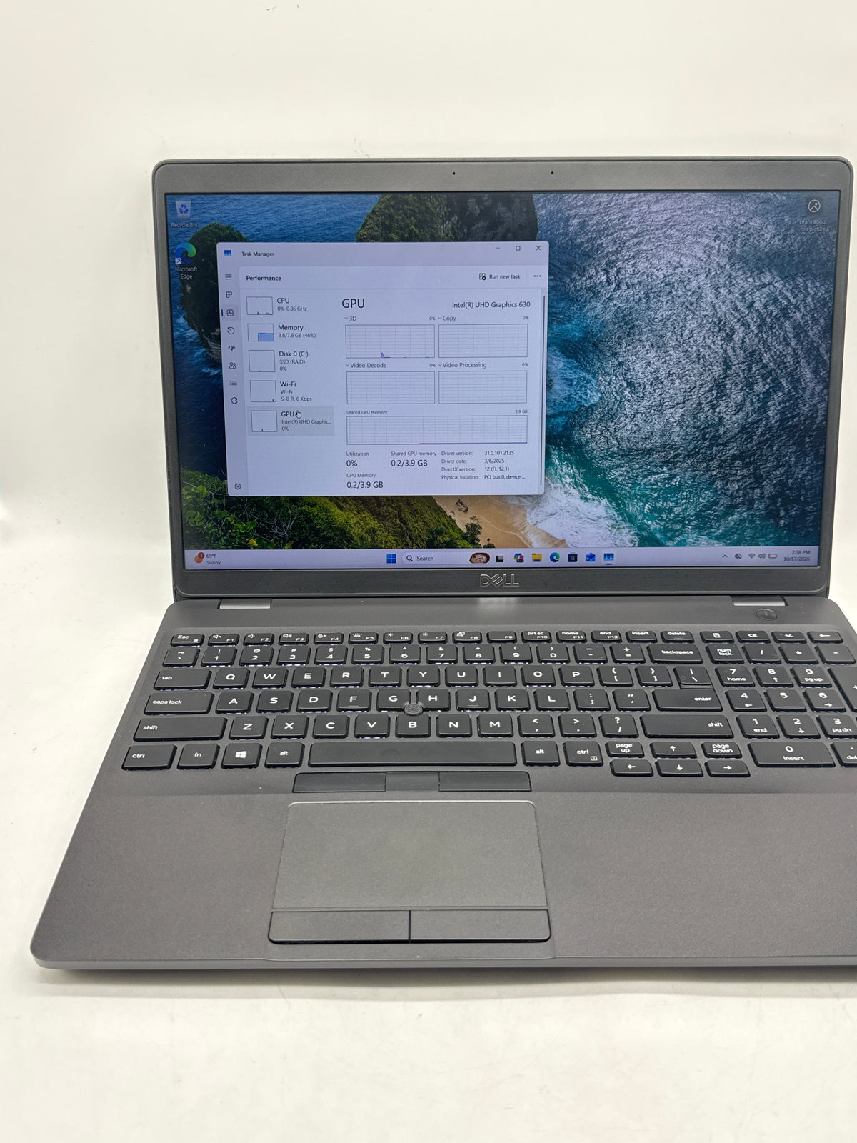 Dell Precision 3541 Core i7 9850H 8GB RAM 512GB SSD Quadro P620 15.6in - Used