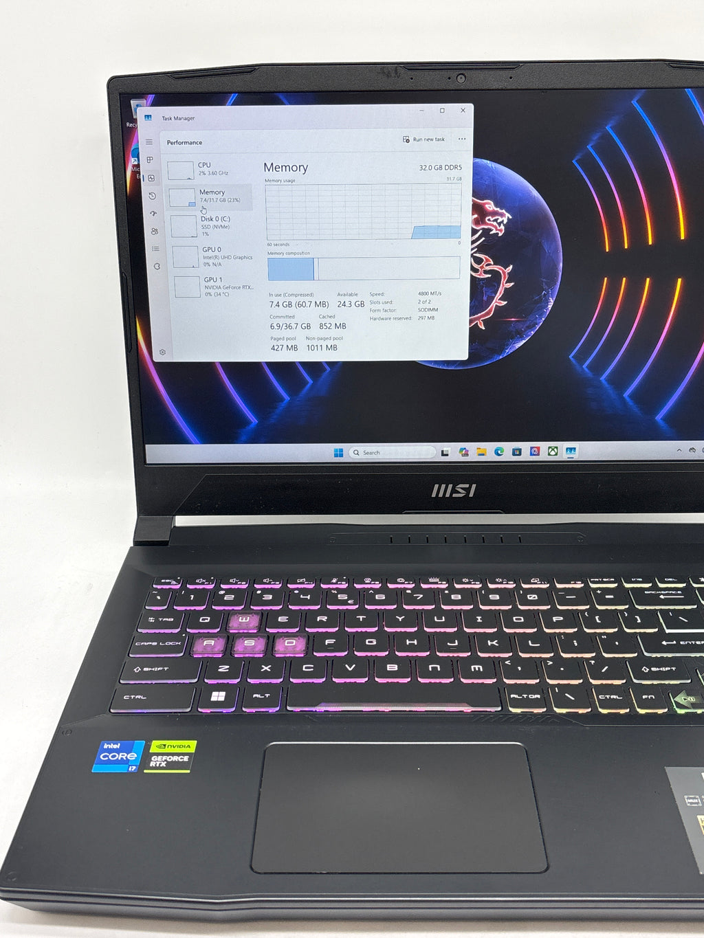 MSI Katana 15 B12VeK 15" Core i7-12650H 32GB RAM 1TB SSD RTX 4050 - Used