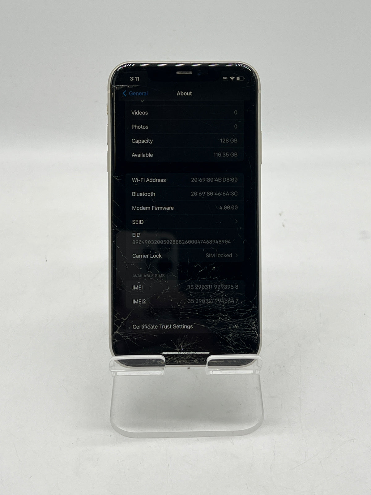 Apple iPhone 11 6.1" 128GB AT&T Locked White - READ