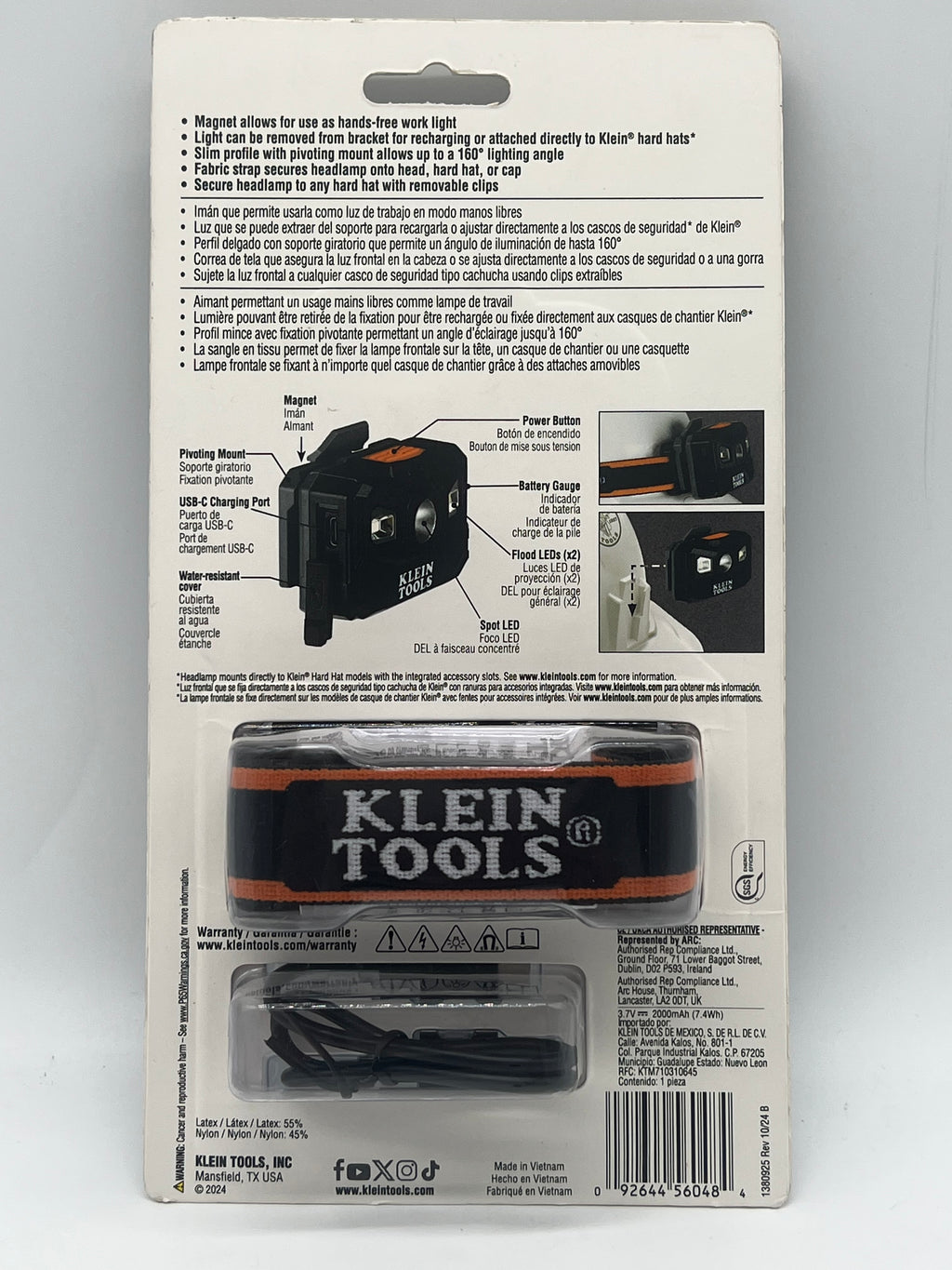 Klein Tools Headlamp - Black LED Magnetic Rechargeable, 9.5 in, 10+ Hours