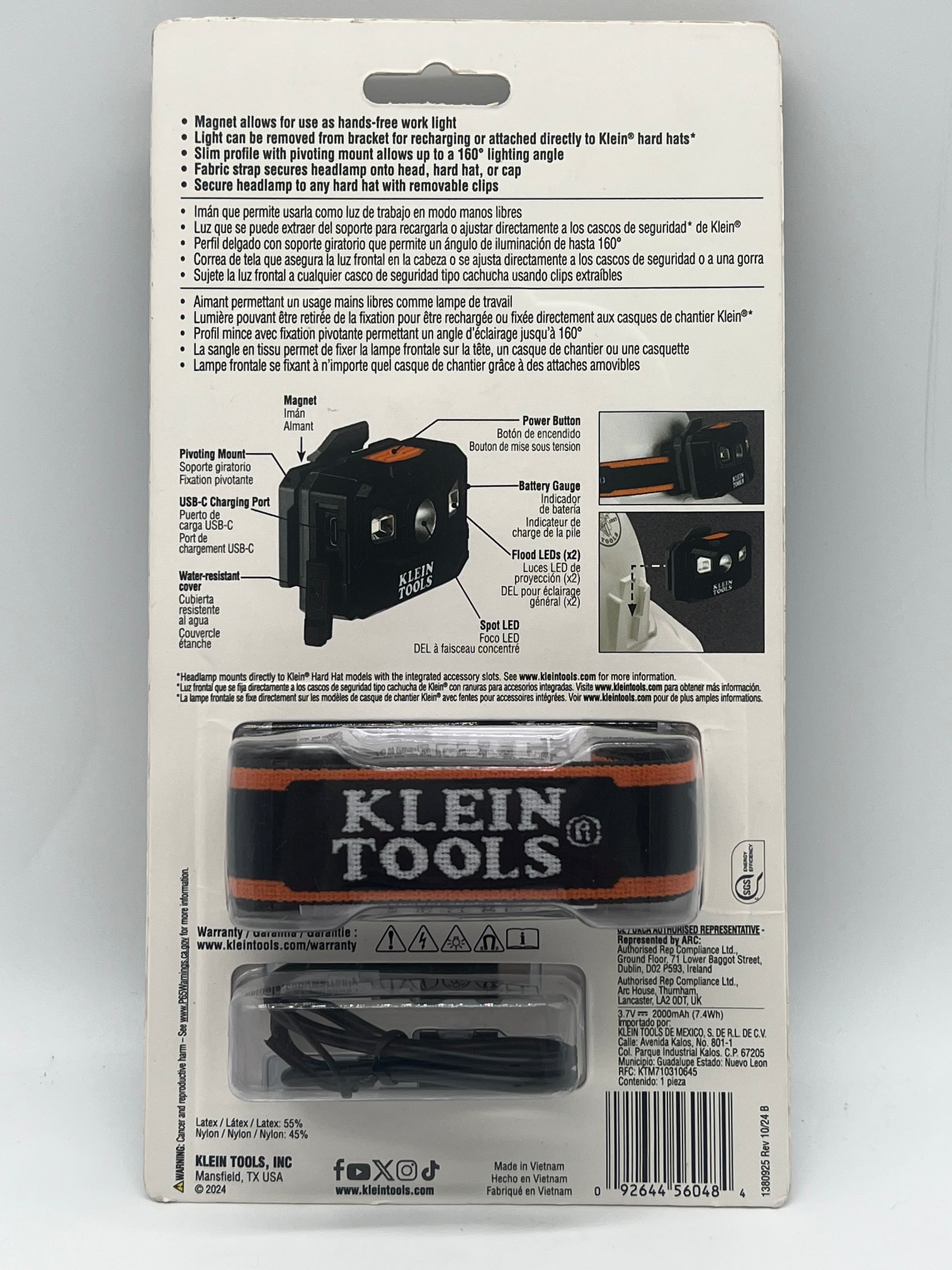 Klein Tools Headlamp - Black LED Magnetic Rechargeable, 9.5 in, 10+ Hours