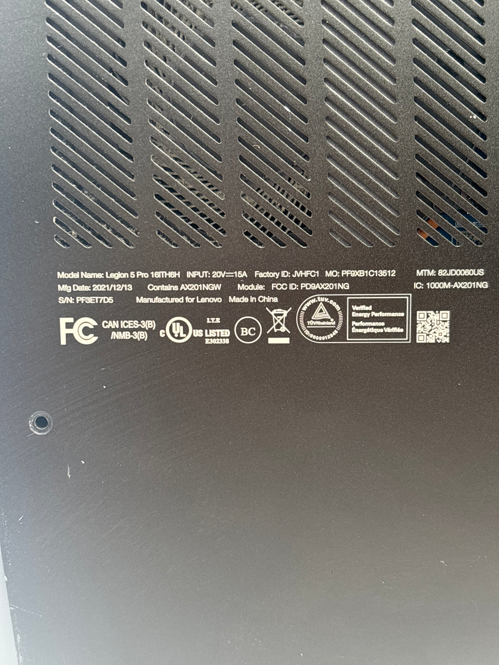 Lenovo Legion 5 Pro 16ITH6H i7-11800H 32GB RAM 2TB SSD GeForce RTX 3070