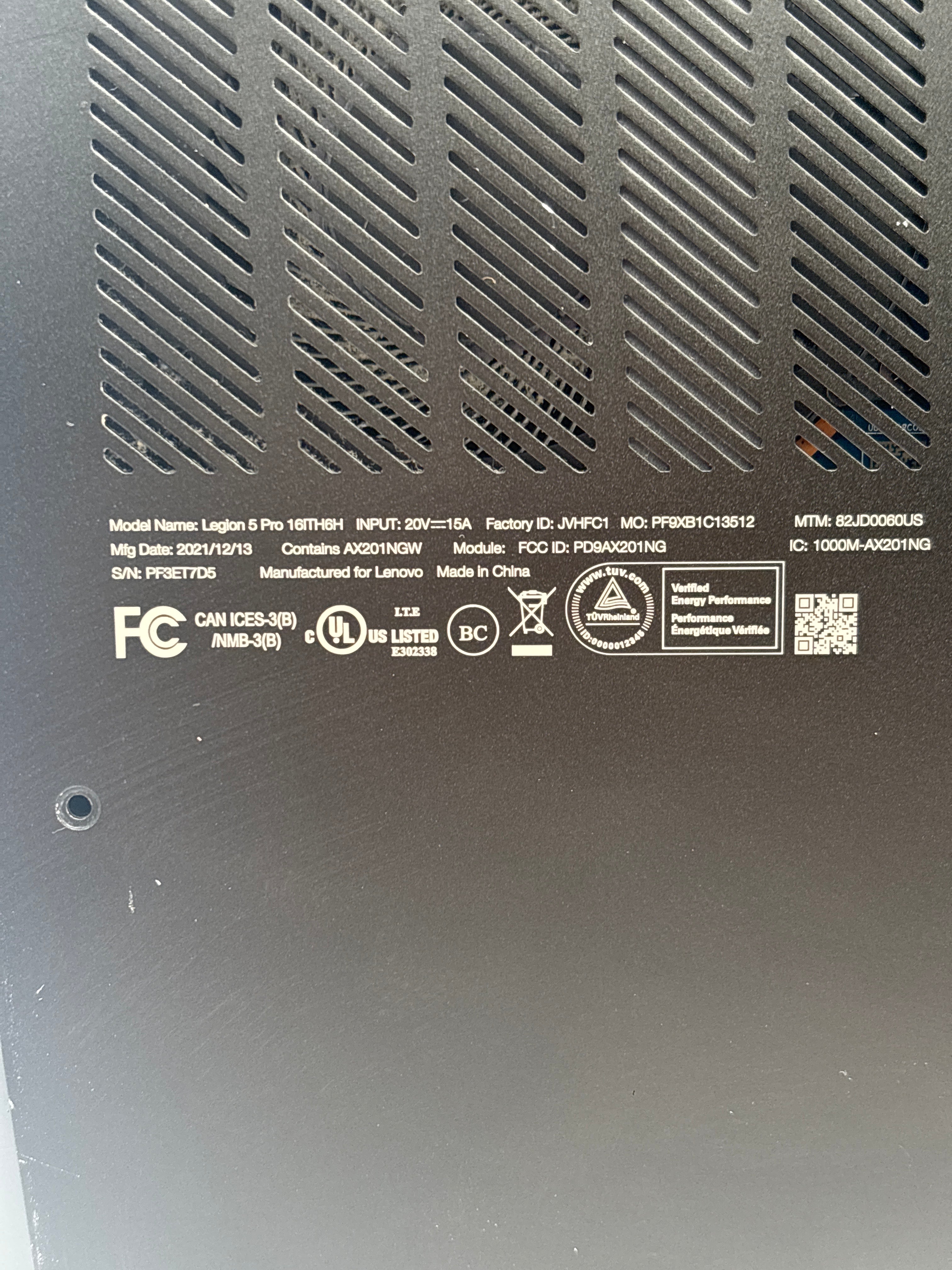 Lenovo Legion 5 Pro 16ITH6H i7-11800H 32GB RAM 2TB SSD GeForce RTX 3070