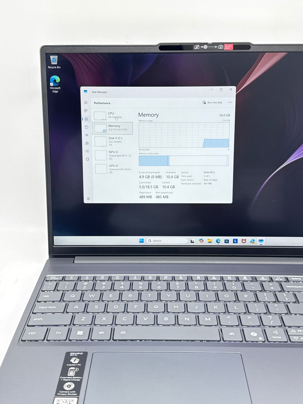 Lenovo IdeaPad Slim 3X Snapdragon X X1-26-100 16GB RAM 256GB SSD - Used