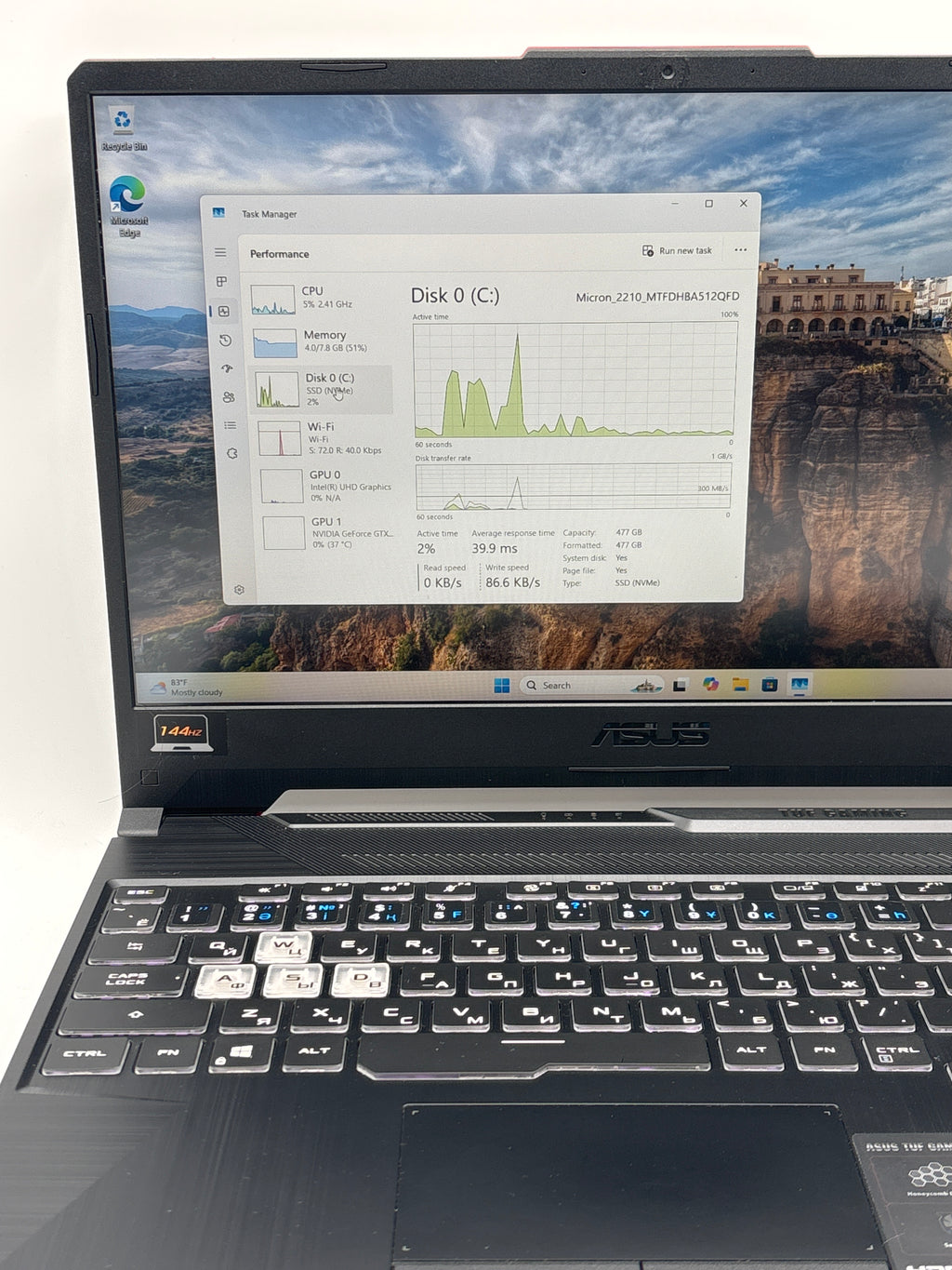 ASUS FX506L 15.6" Core i5-10300H 8GB RAM 512GB SSD GTX 1650 Black - Used