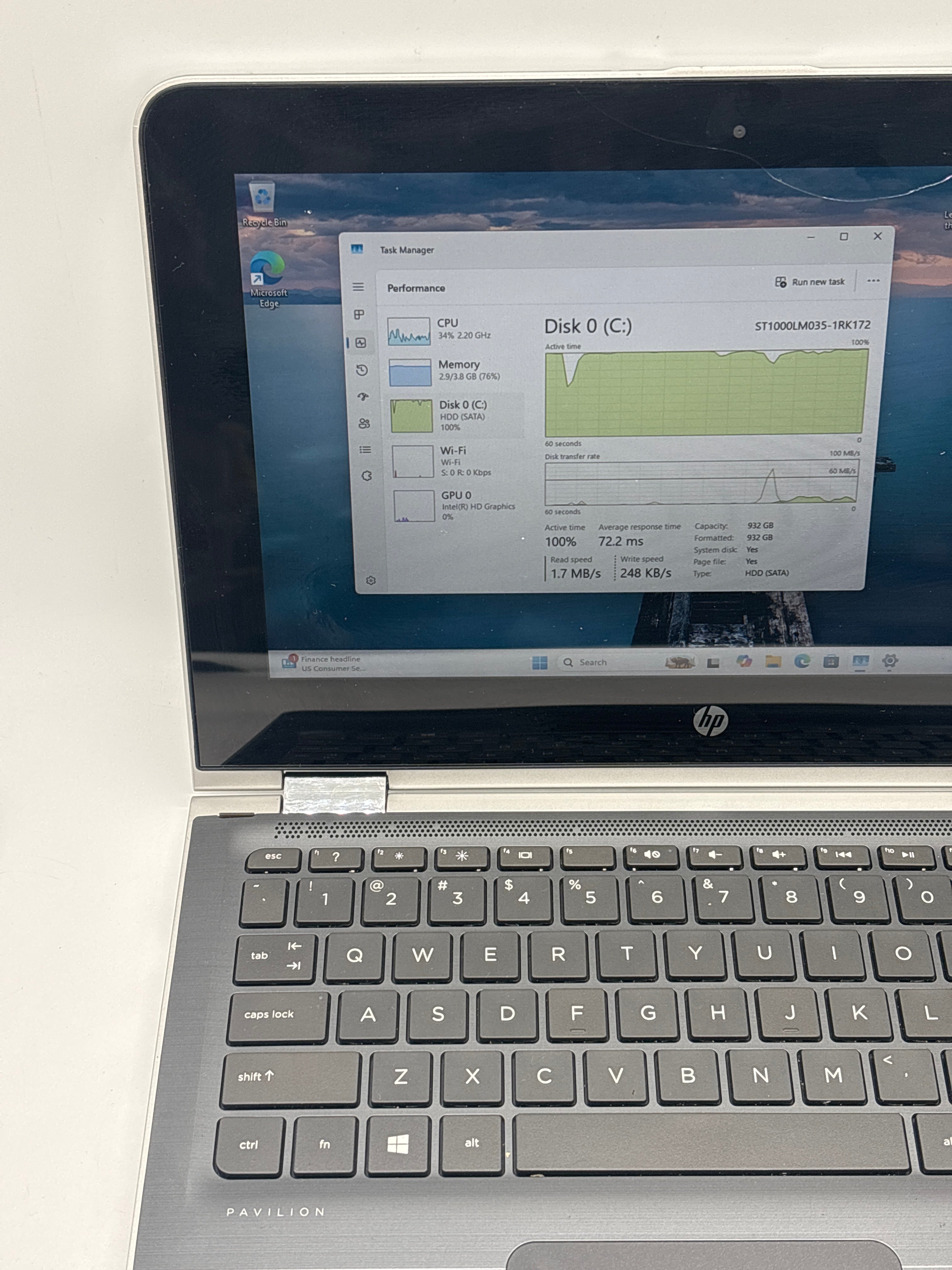 HP Pavillion x360 m1-u0001dx Pentium n3710 4GB RAM 1TB HDD - For Parts (Read DESC)