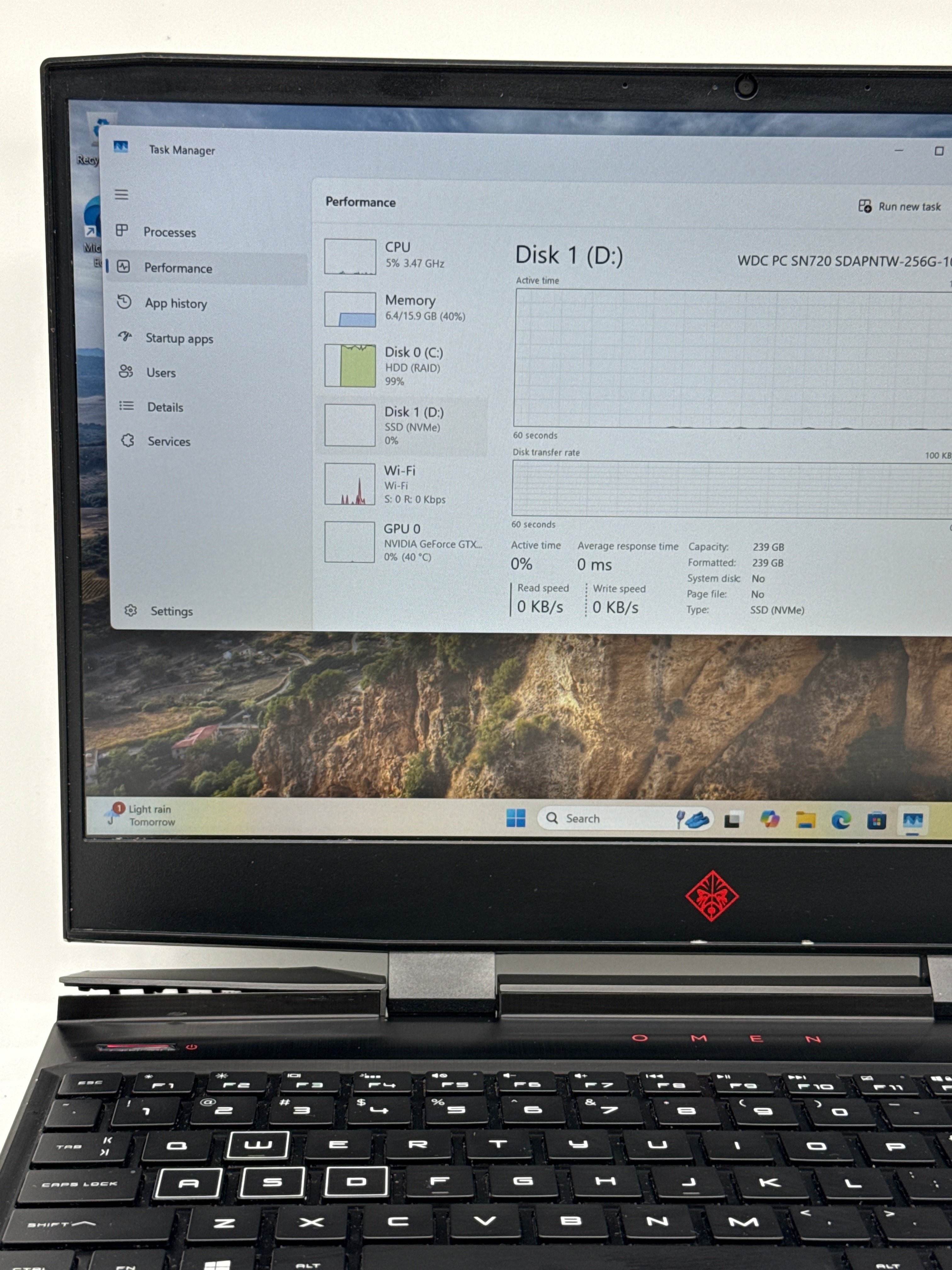 HP Omen 15-DC1054NR i7-9750H 16GB RAM 1TB HDD GTX 1660 Ti - For Parts (READ)
