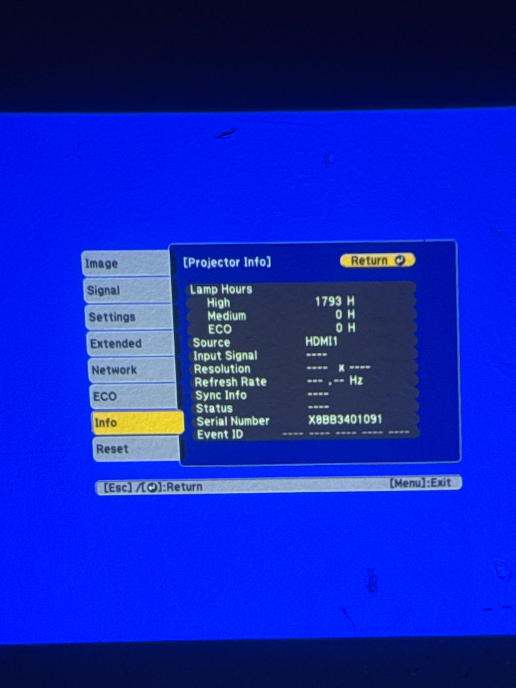 Epson PowerLite 119W H985A WXGA 3LCD Projector HDMI - Used