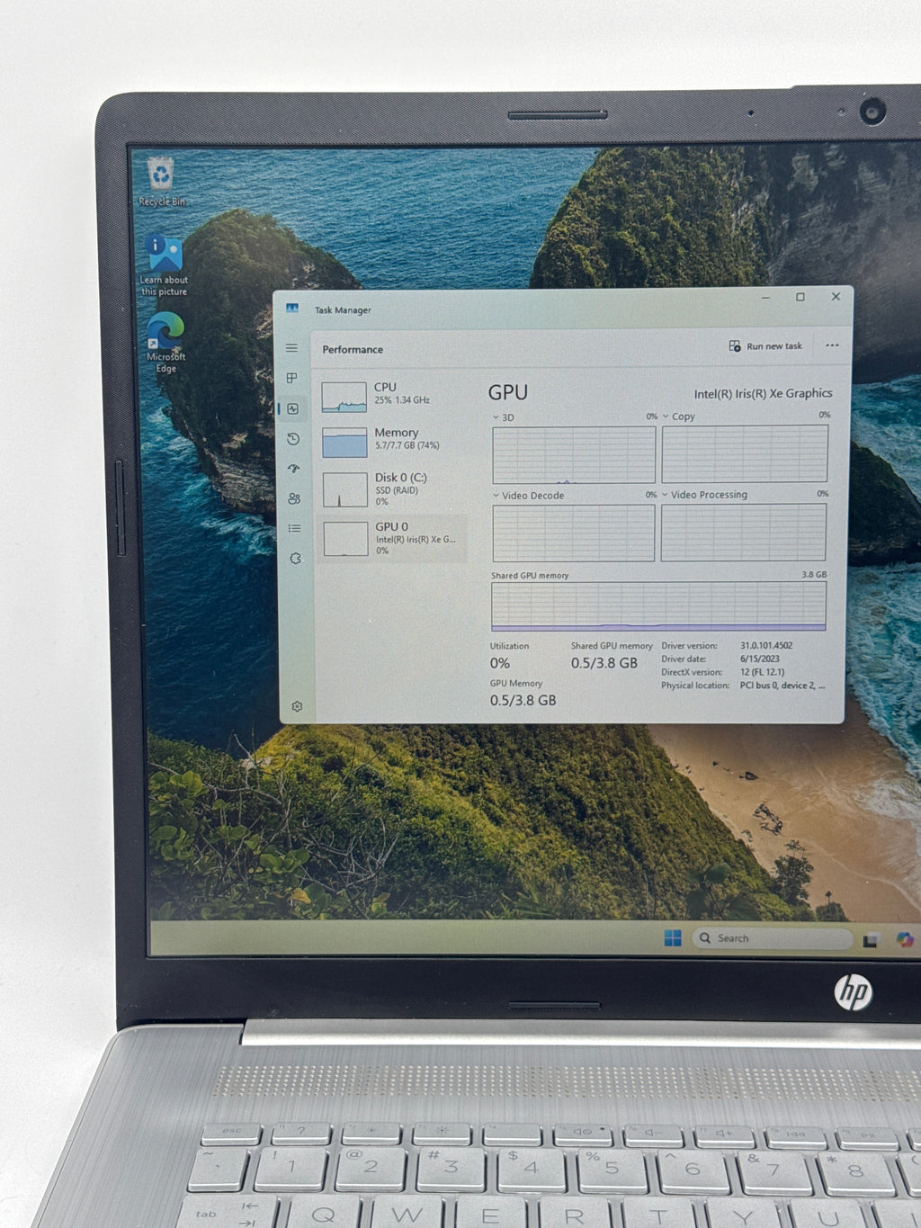 HP 17-cn0023dx 17" Intel Core i5-1135G7 8GB RAM 256GB SSD Silver - Used