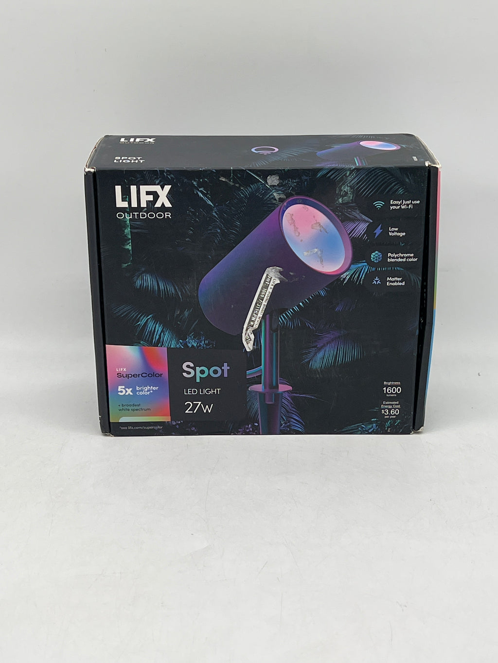 LIFX SuperColor Outdoor Spot LED Light 27W 1600 Lumens Black Smart