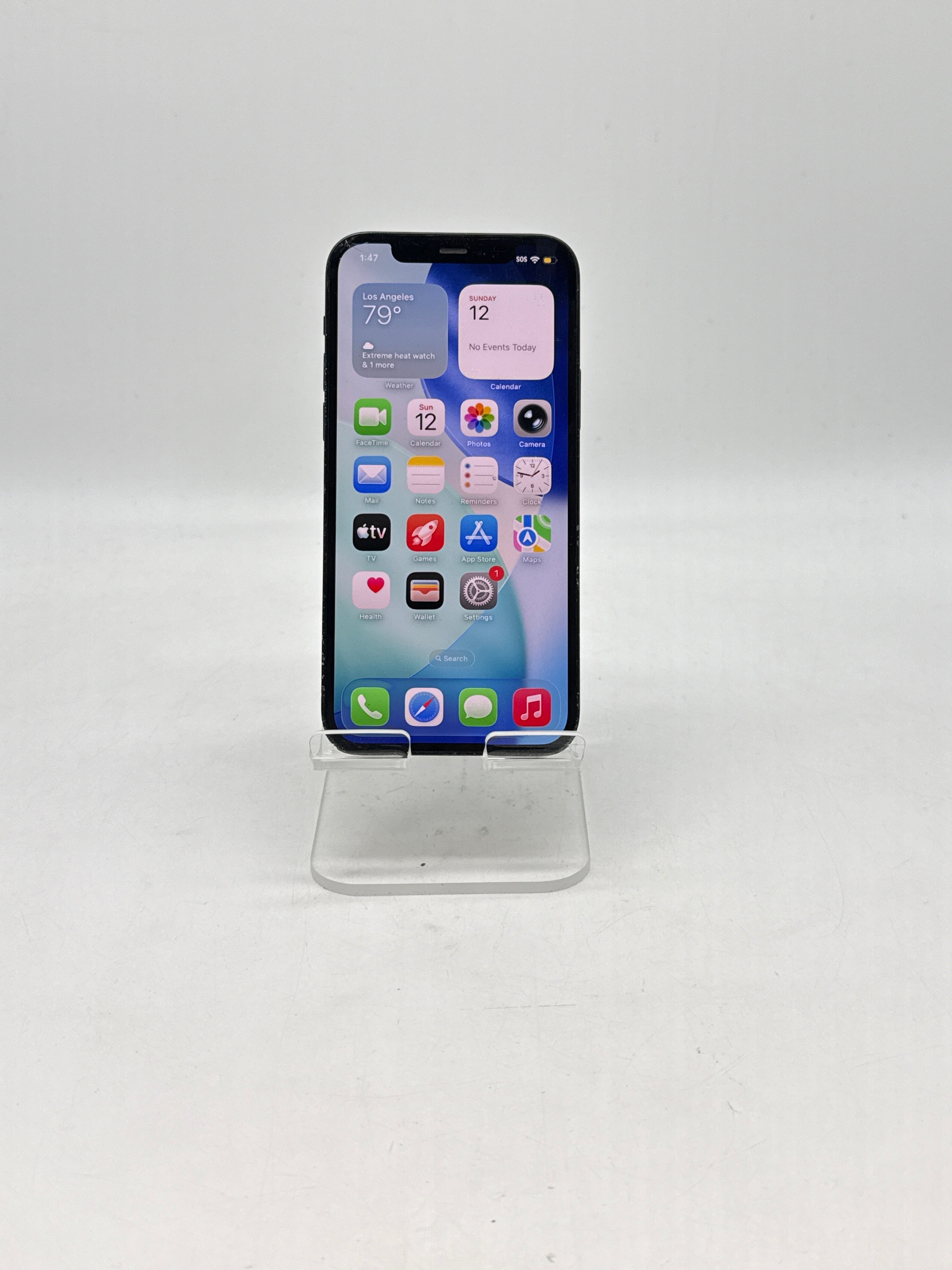 Apple iPhone 12 A2172 64GB Black Factory Unlocked - Cracked Screen Service Battery
