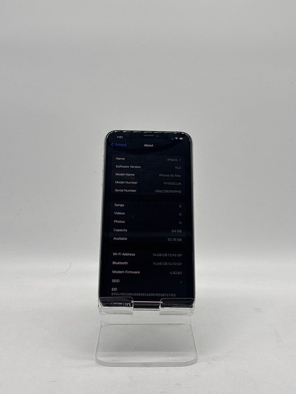 Apple iPhone XS Max 6.5" A1921 64GB Silver - AT&T Locked