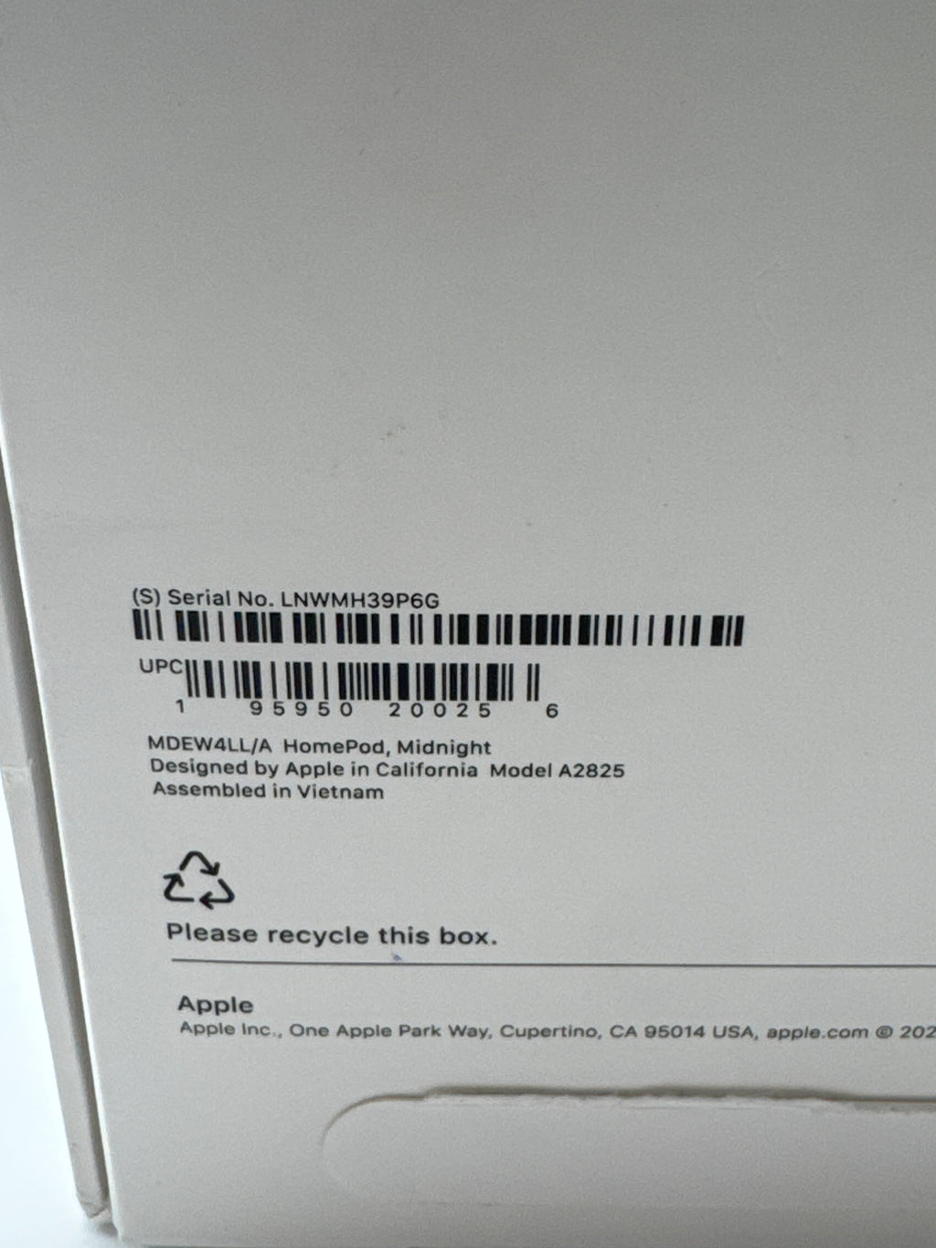 Apple Smart HomePod 2nd Gen A2825 Midnight - Used