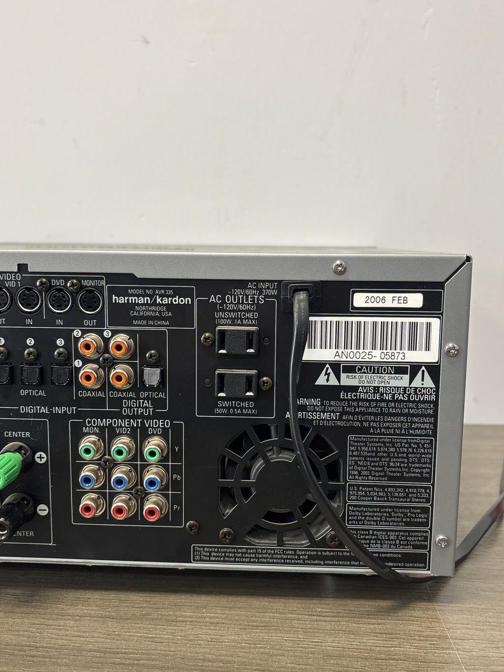 Harman Kardon AVR 335 7.1-Channel AV Receiver Dolby Digital DTS Grey - Used