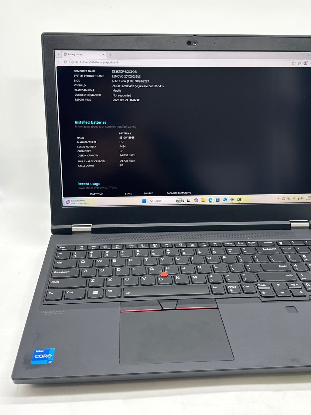 Lenovo ThinkPad P15 Gen 2 i7-11800H 24GB 1TB SSD RTX A2000 - Used