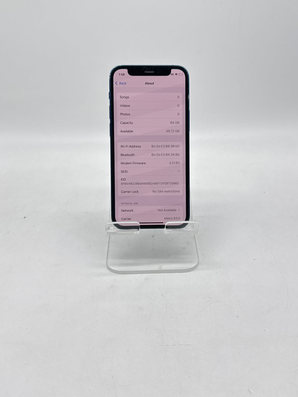 Apple iPhone 12 Mini A2176 64GB Factory Unlocked - Service Battery